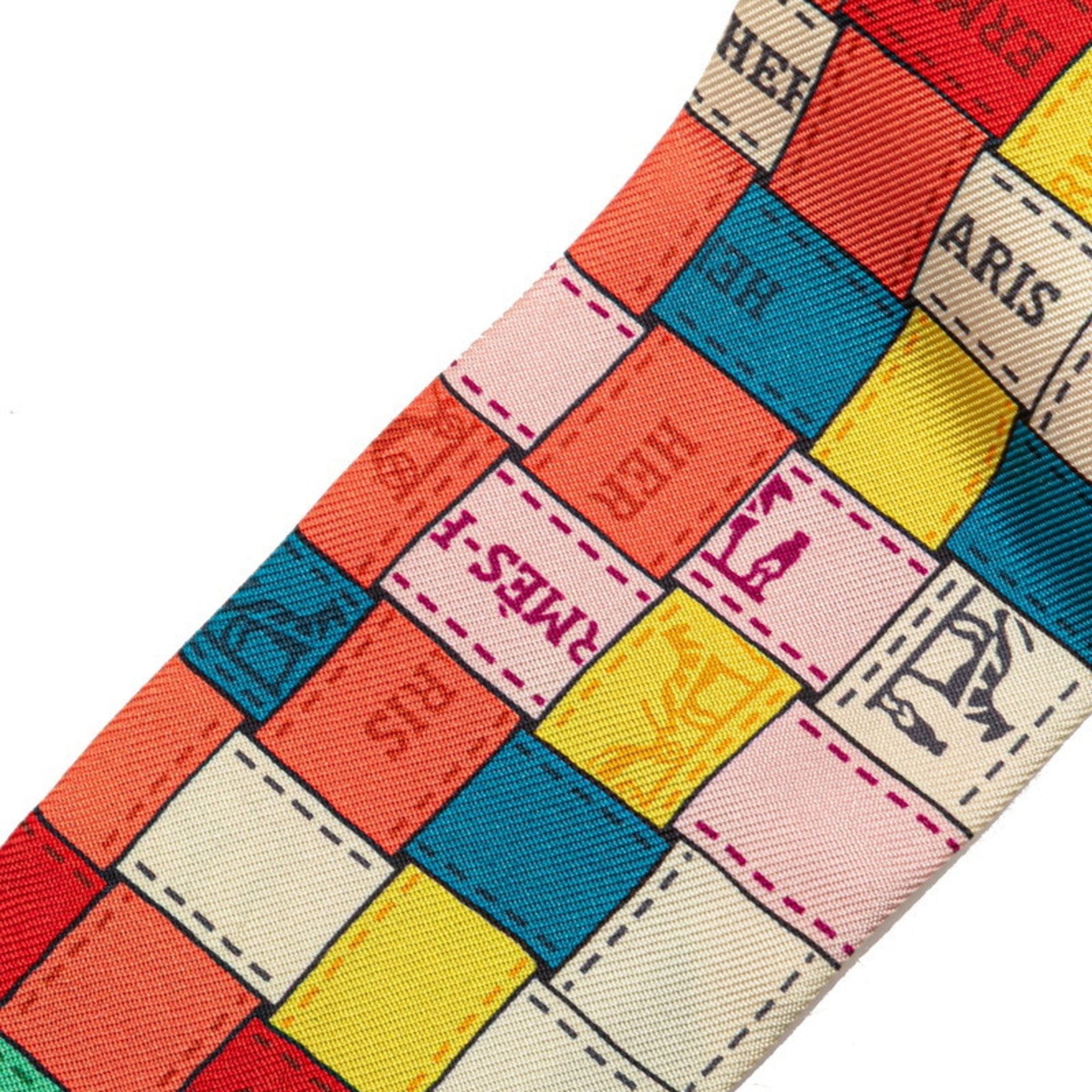 Hermes Hermès Twilly Bolduc au Carre Check Scarf, Multicolor Silk