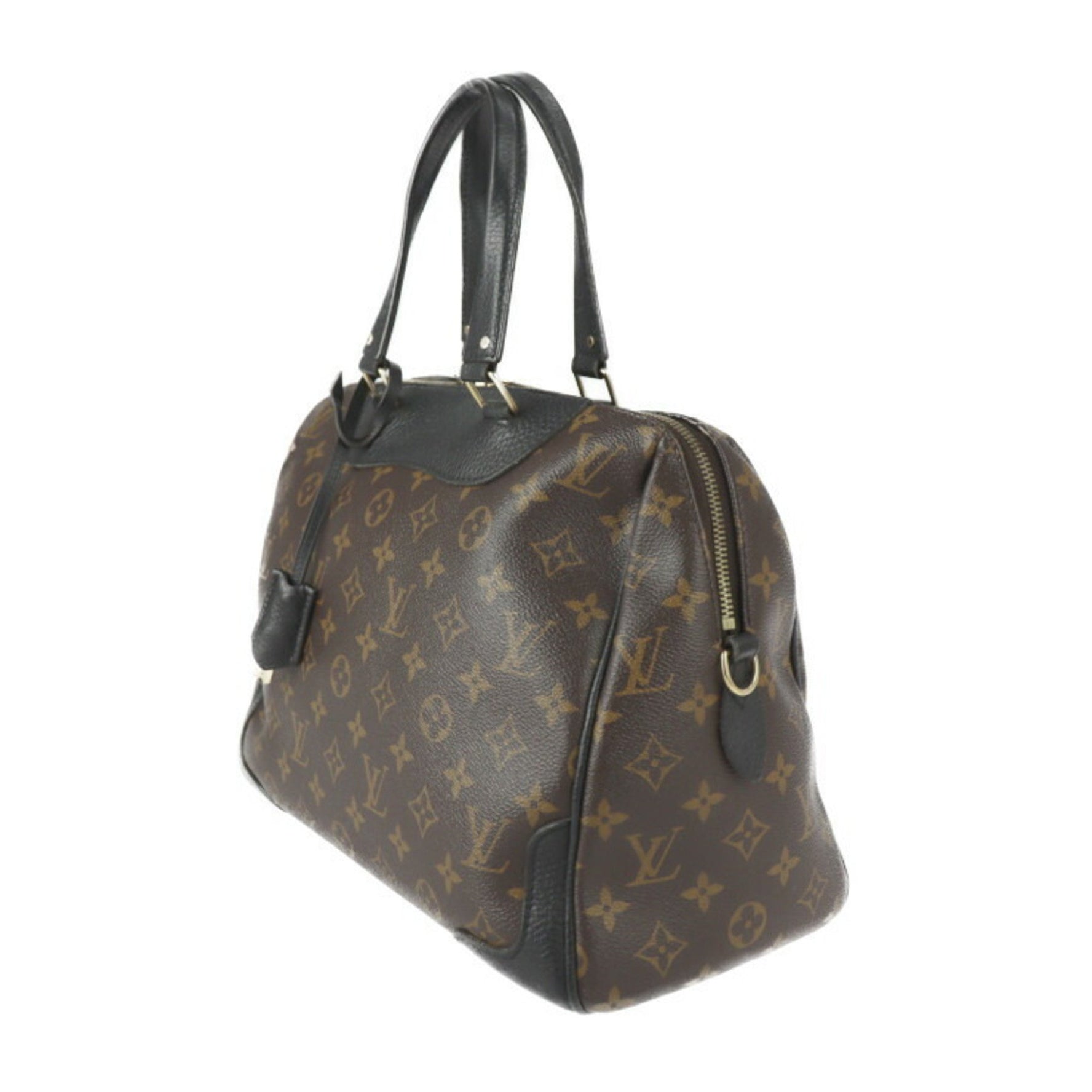 Louis Vuitton Retiro Handbag Monogram Canvas Leather Brown Black Gold Hardware Shoulder Bag Boston