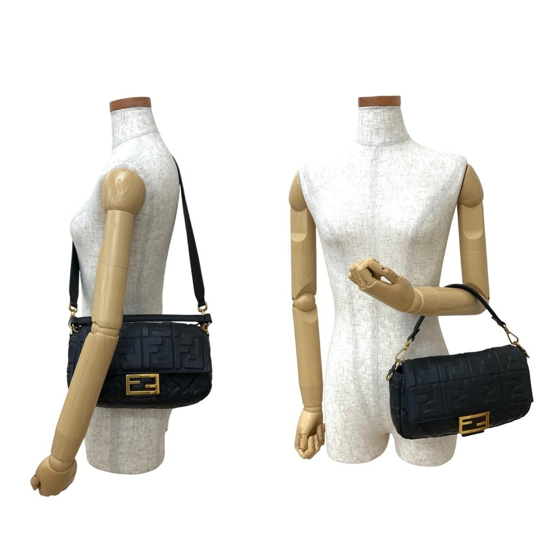 FENDI Mamma Bucket Zucca FF Pattern Leather Genuine Handbag Shoulder Bag Pochette