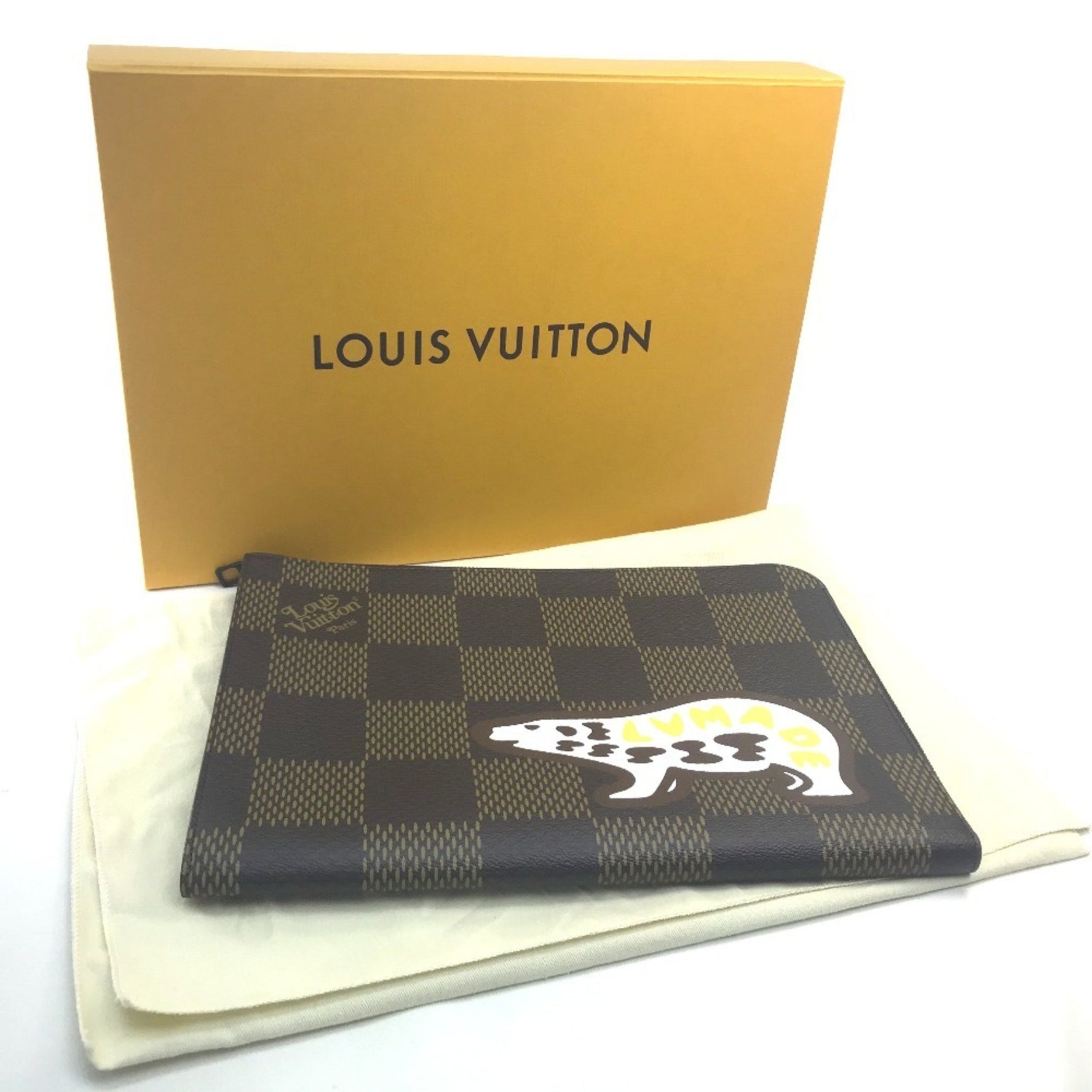 Louis Vuitton Damier Giant Pochette Jour NIGO collaboration clutch bag canvas men's Ebene brown
