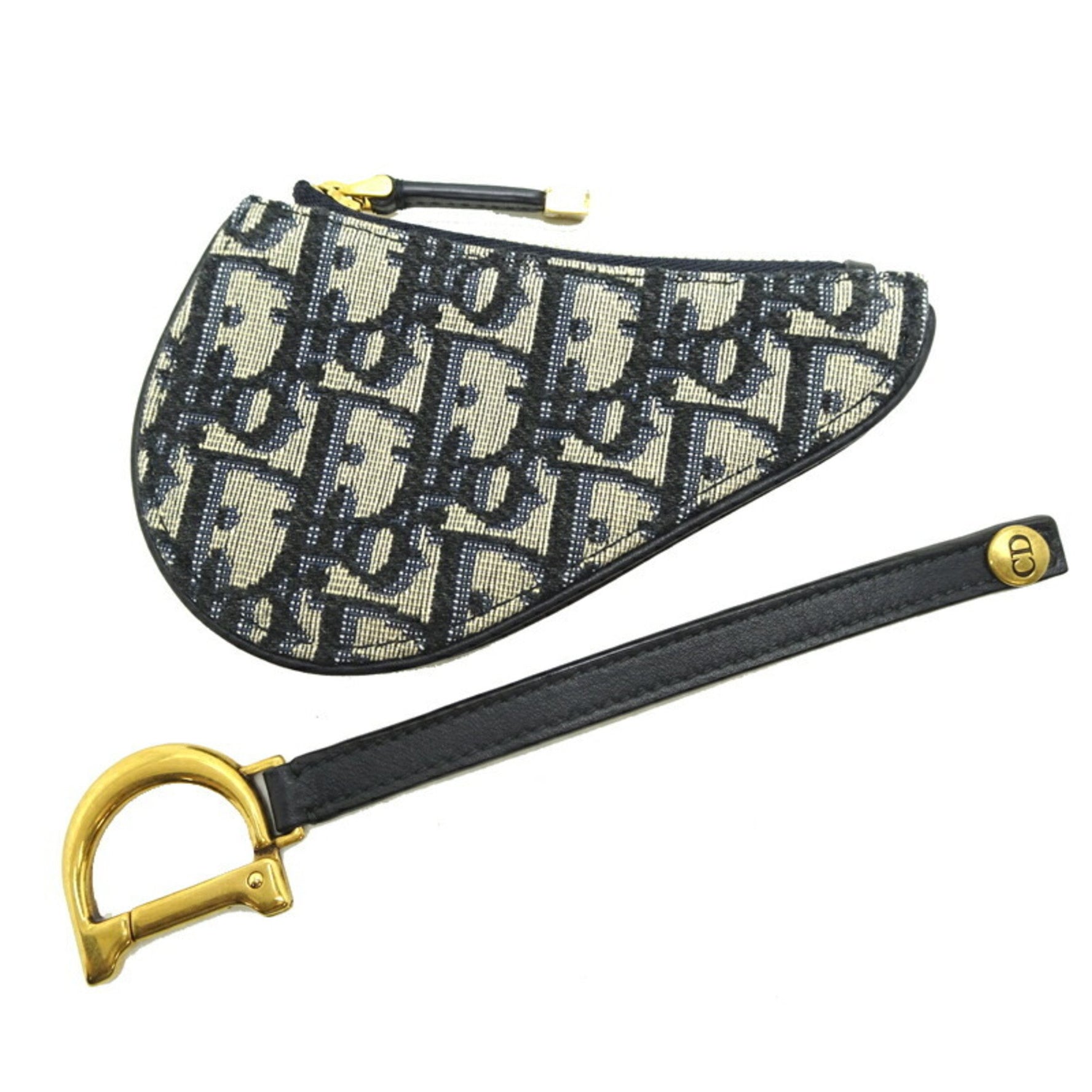 Christian Dior Trotter Compact Wallet, Coin Case, Canvas, Navy