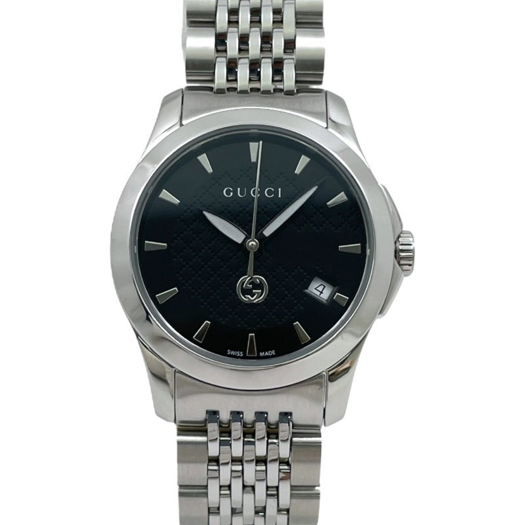 GUCCI G-Timeless 126.5 Stainless Steel Quartz Watch with Black Dial