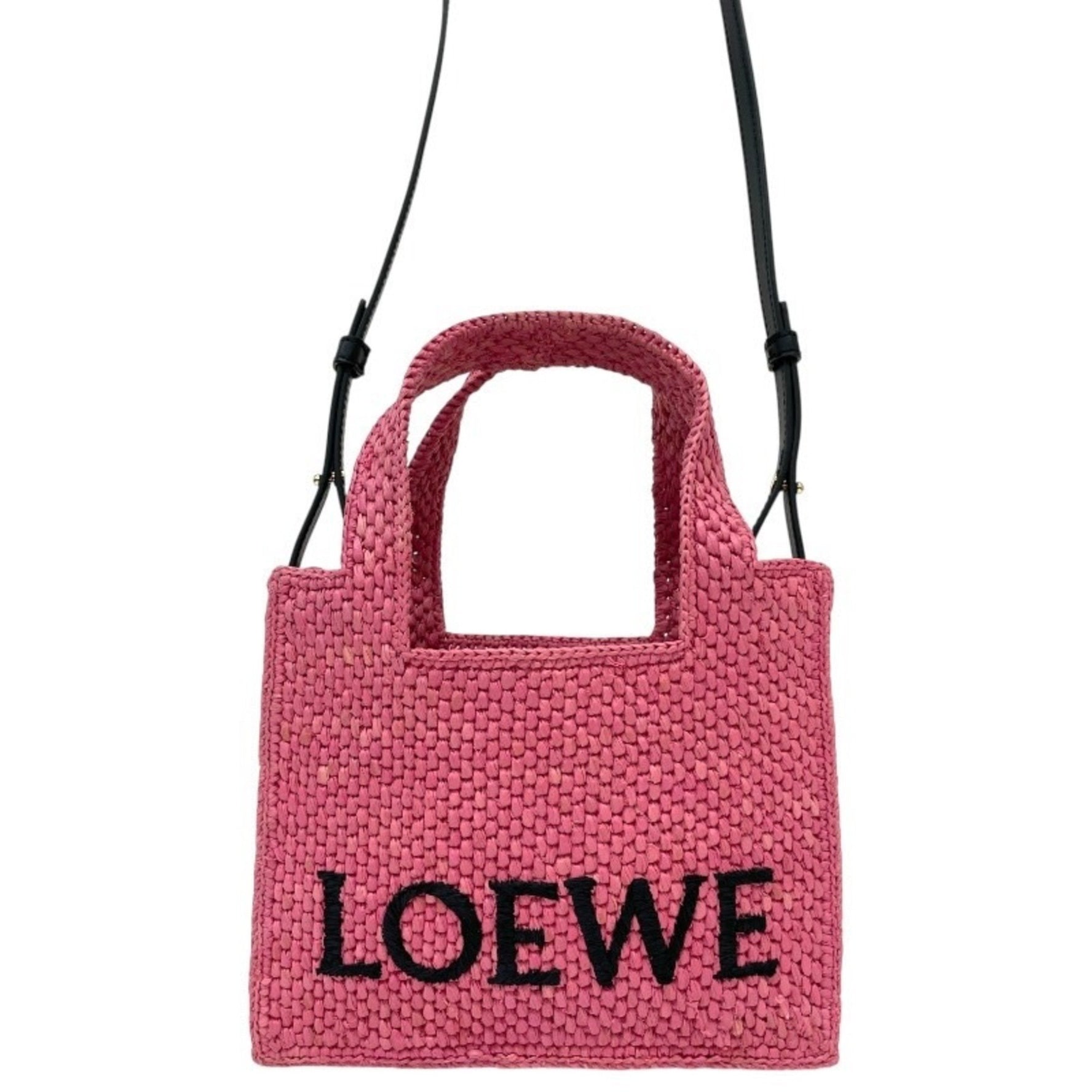 LOEWE Font Mini Tote a raffia shoulder bag and handbag.