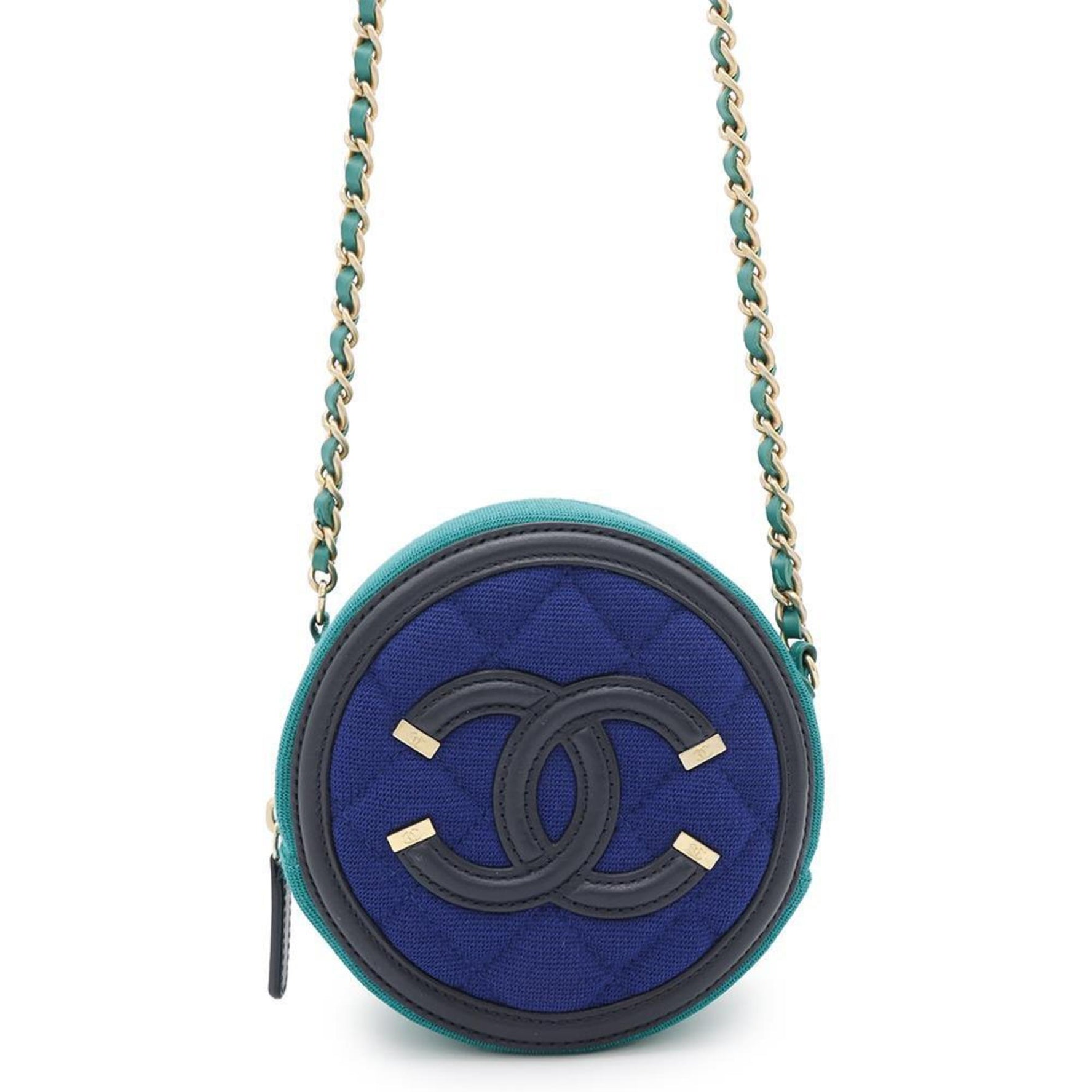 Chanel Chain Shoulder Bag Coco Mark CC Filigree Round Cotton