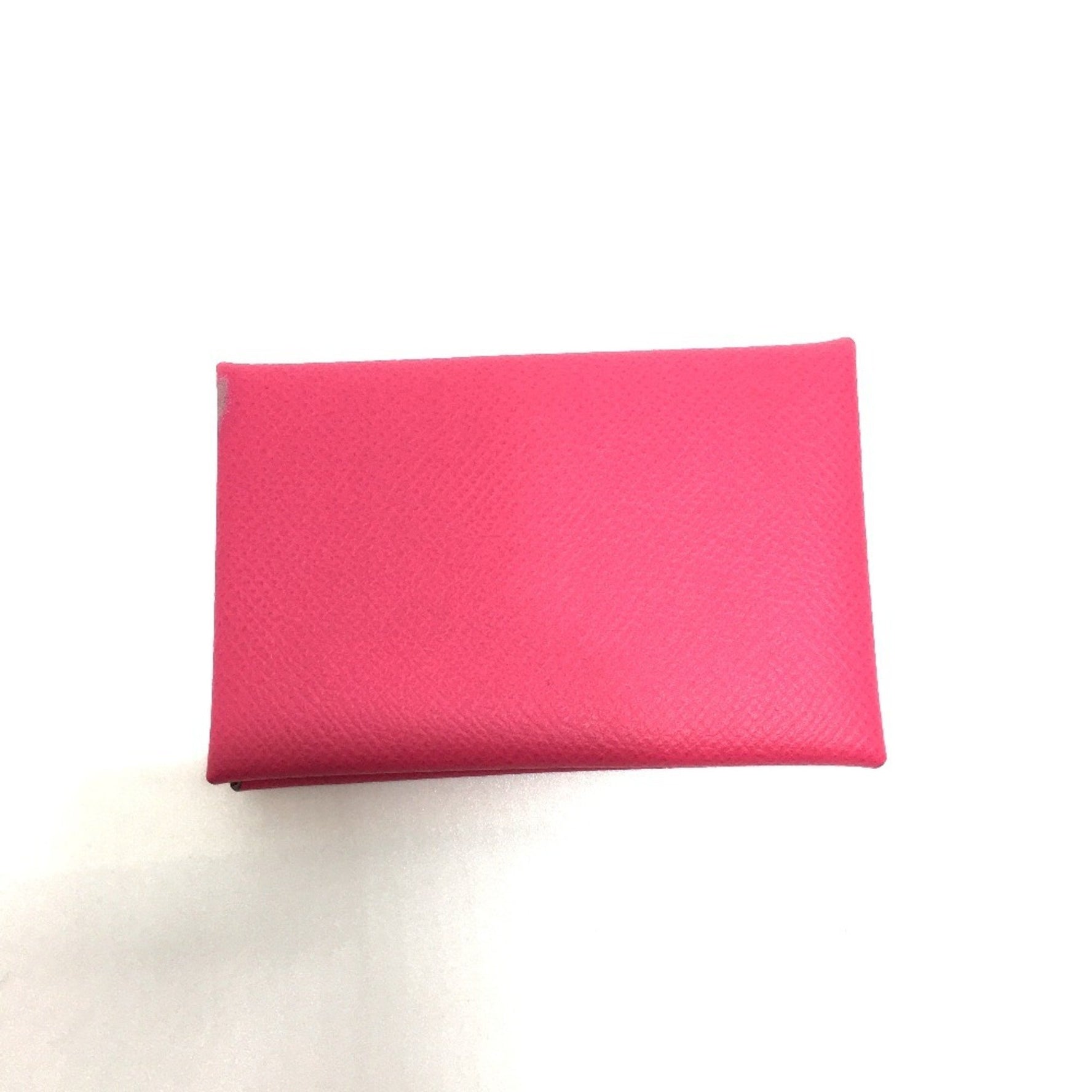 HERMES Calvi Bifold Business Card Case, Coin Epsom Leather, Rose Tyrien (estimated), Pink