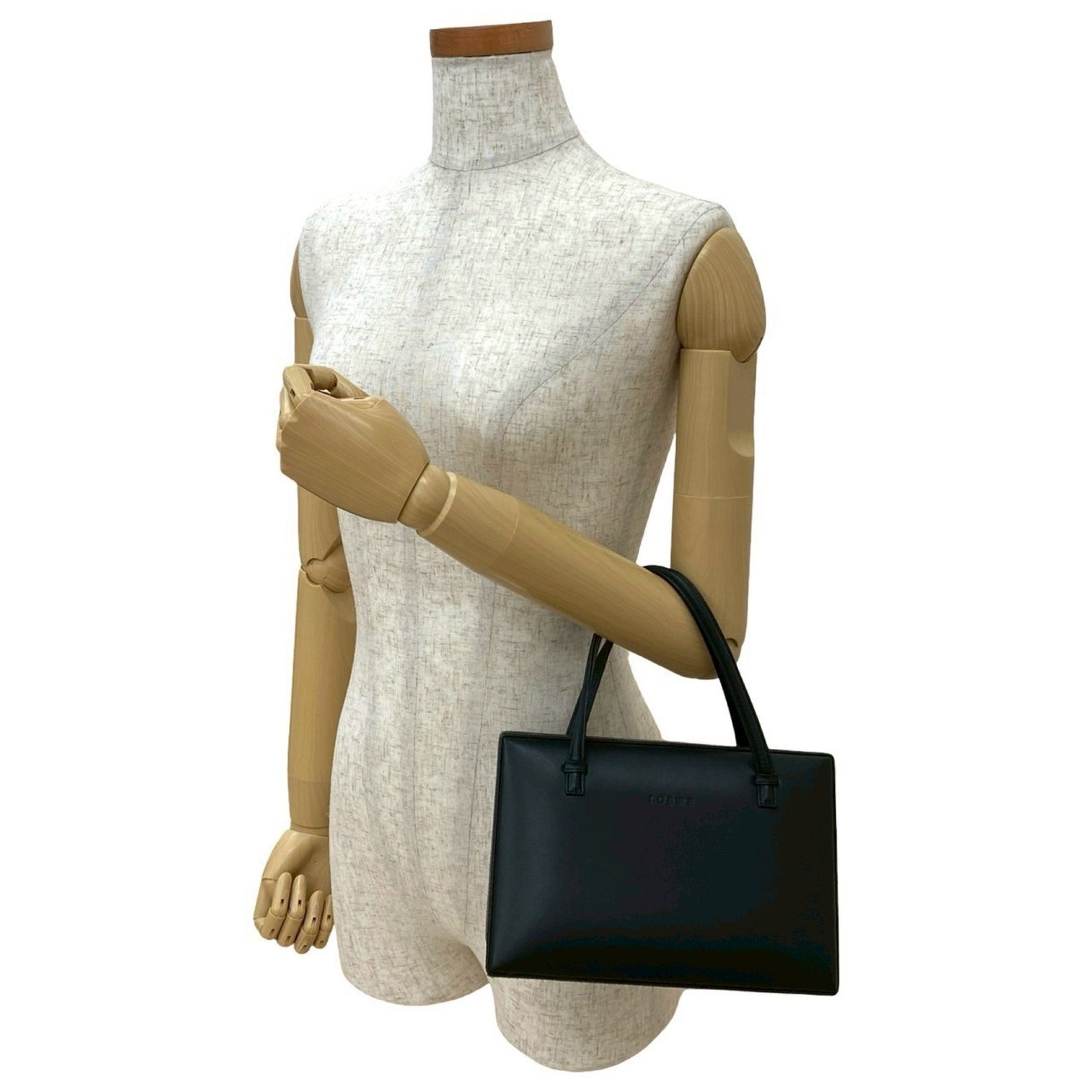 LOEWE logo hardware embossed leather genuine handbag mini tote bag shoulder