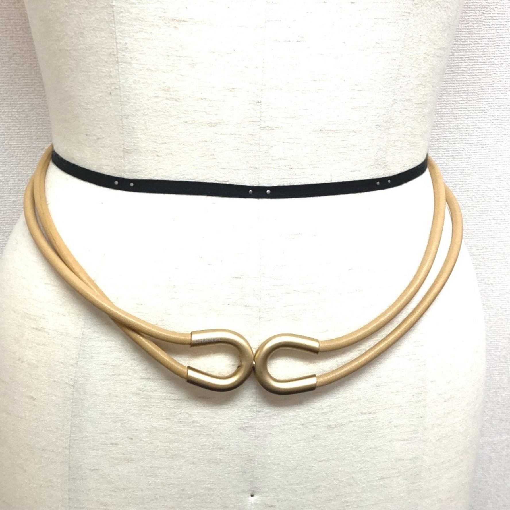 CHANEL CC Coco Mark Double Layer Belt Leather Brown