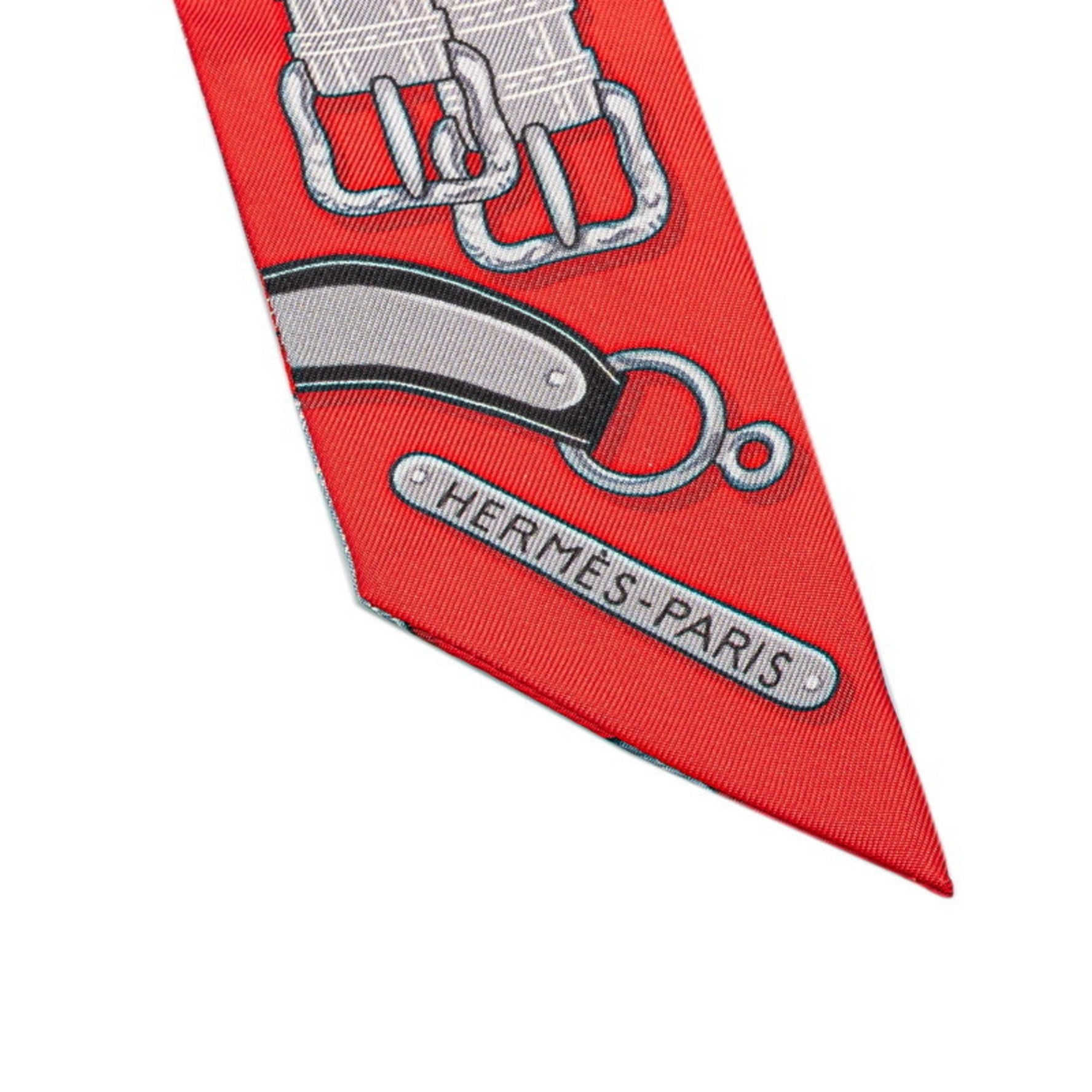 Hermès Twilly HARNAIS DES PRESIDENTS Presidential Horse Harness Scarf Muffler Orange Red Gray Silk HERMES