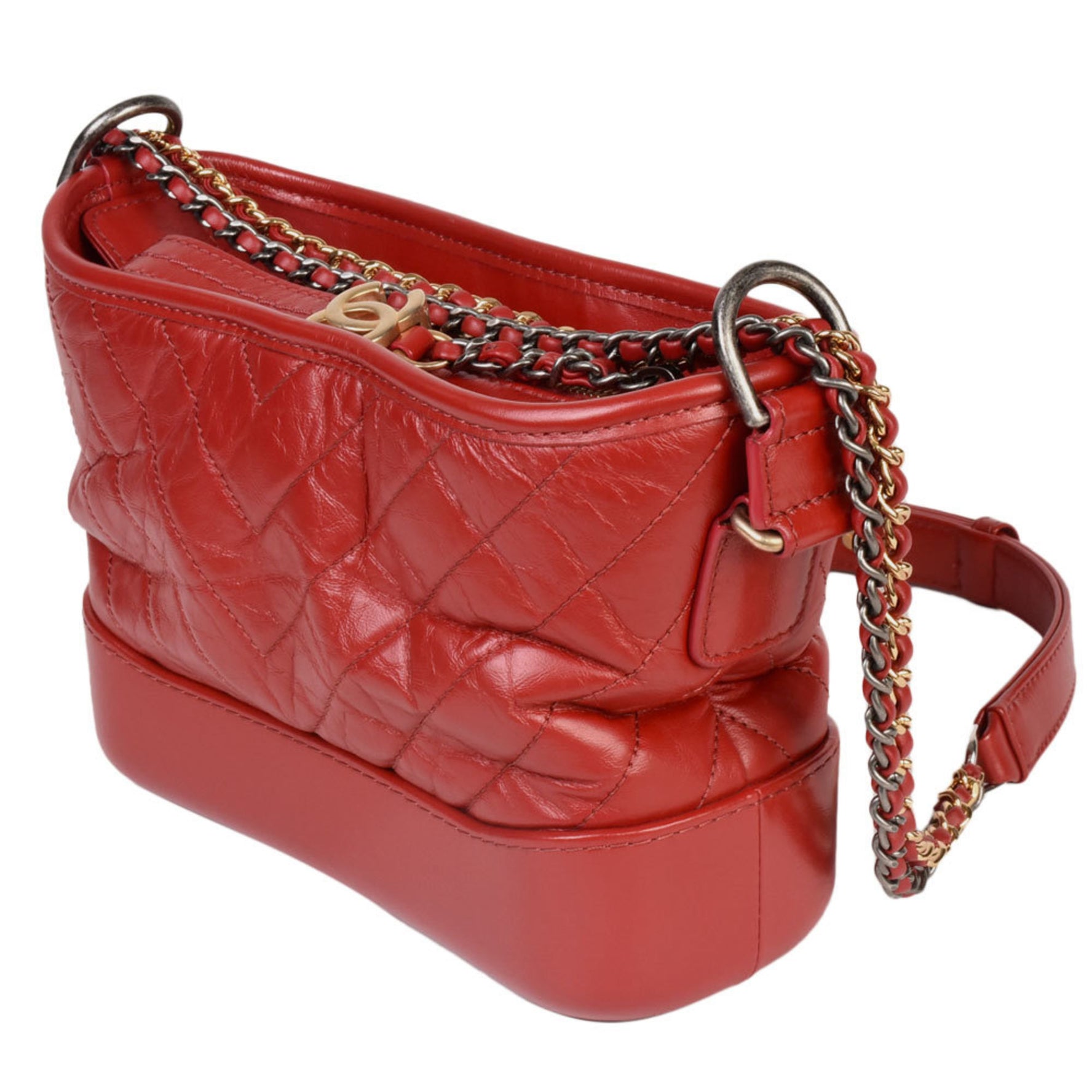 CHANEL Gabriel de Hobo Bag No. 27 V Stitch Red Calfskin Gold/Chain Shoulder