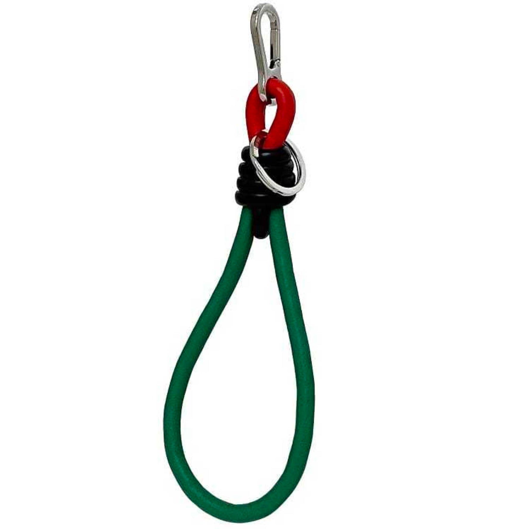 Loewe Key Ring in green, red, and black. This green knotted leather key holder/bag charm ring is perfect women. Features a line strap.