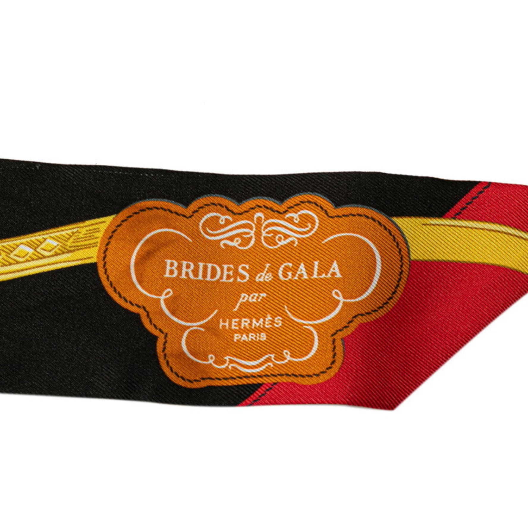 Hermes Hermès Twilly Brides de Gala Applique Pique Scarf, Black and Multicolor Silk