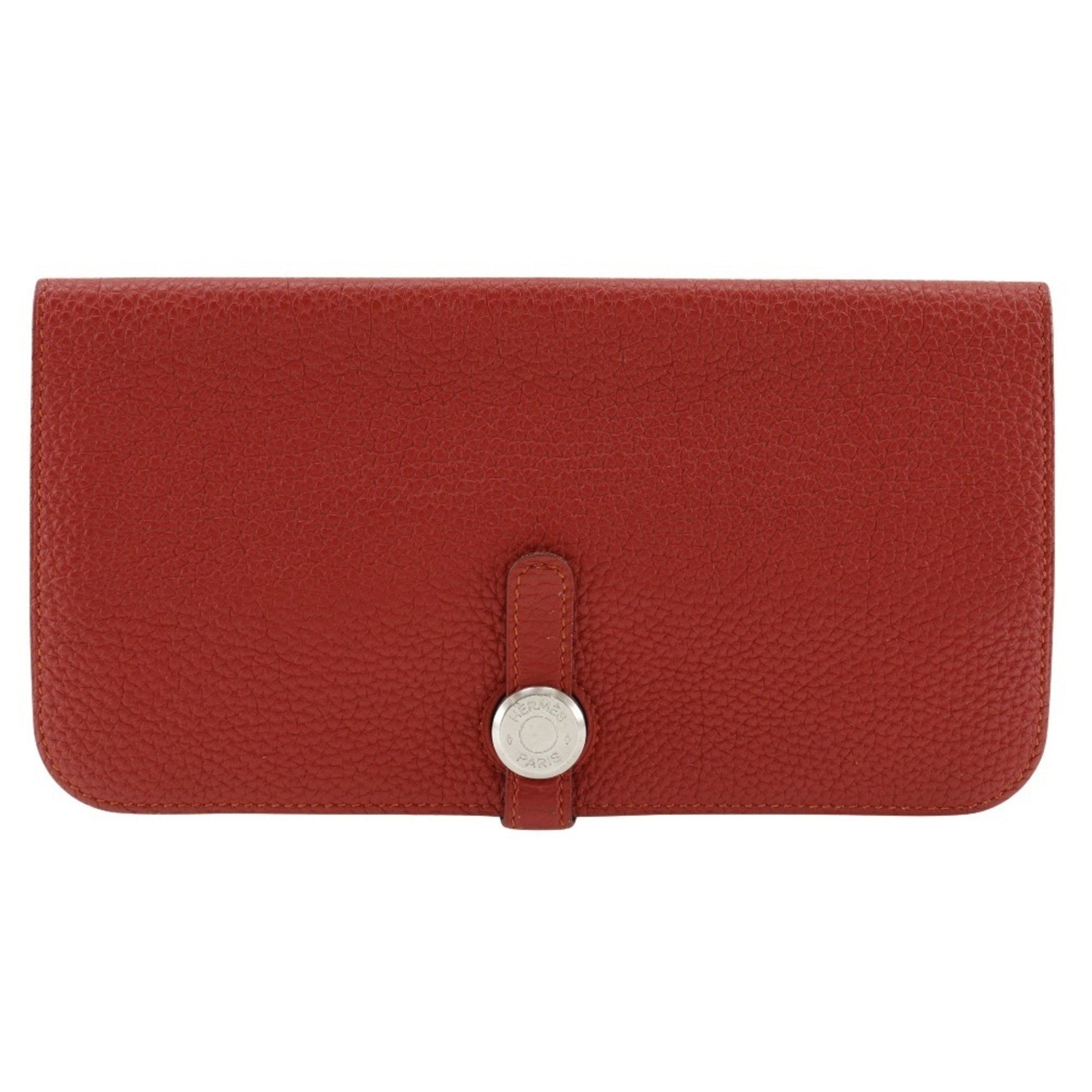 Hermes Dogon Long Wallet Togo 2014 Red □R Belt Clasp Ladies