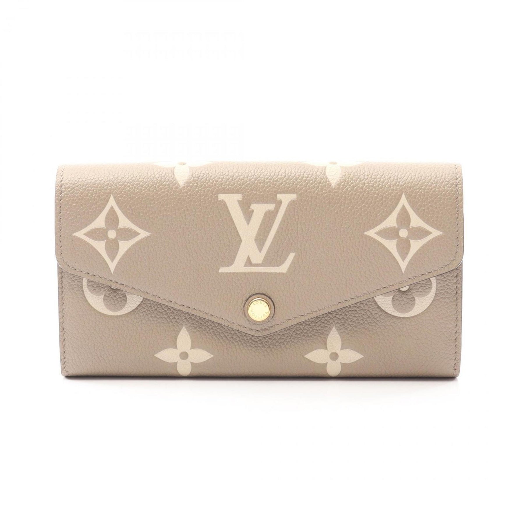 Louis Vuitton Portefeuille Sarah Bifold Long Wallet, Leather, Monogram Empreinte, Beige/White