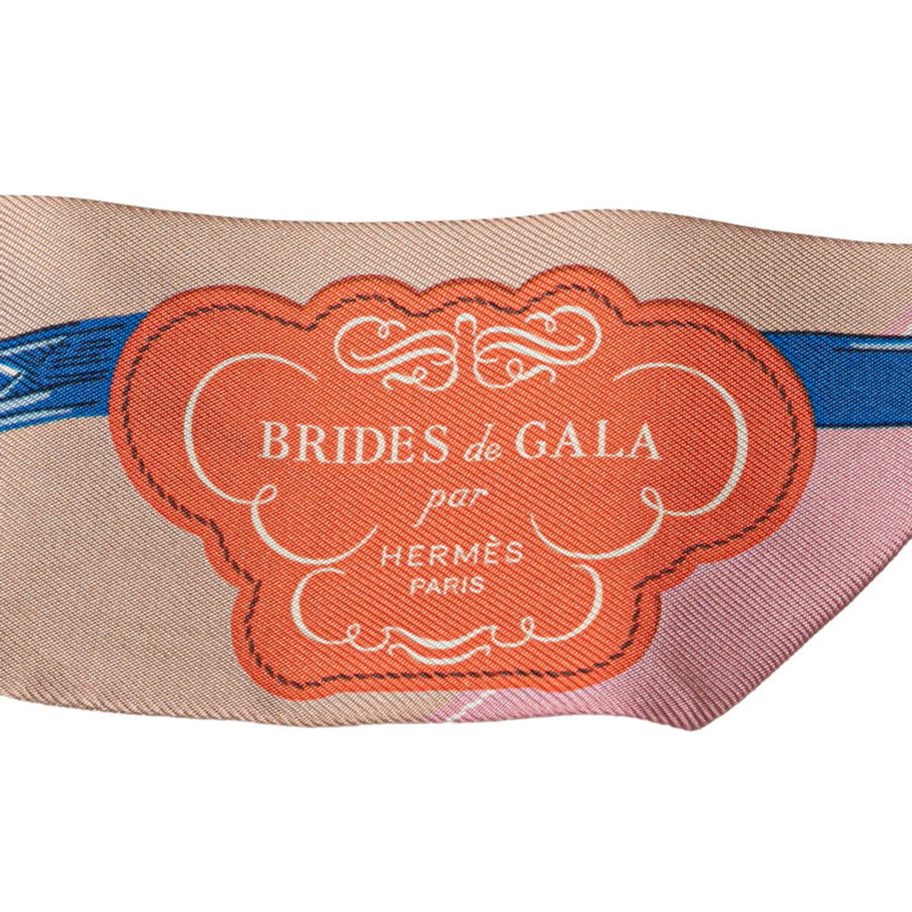 Hermes Hermès Twilly Brides de Gala Applique Pique Scarf, Beige Multicolor Silk