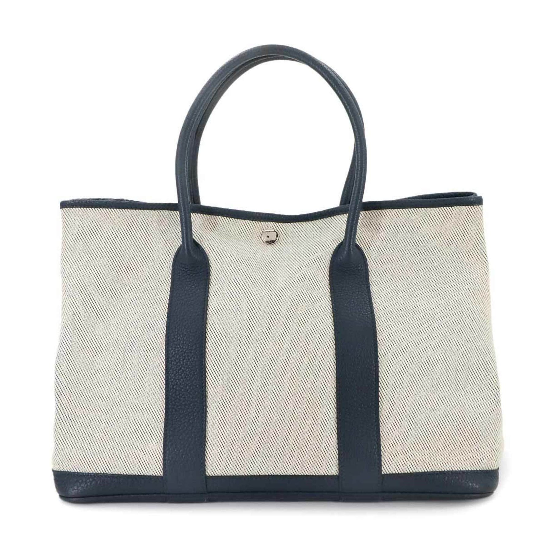 Hermes Hermès Garden 36 PM Twill Ash Vache Country Bleu de Plus T Stamp Party Verso