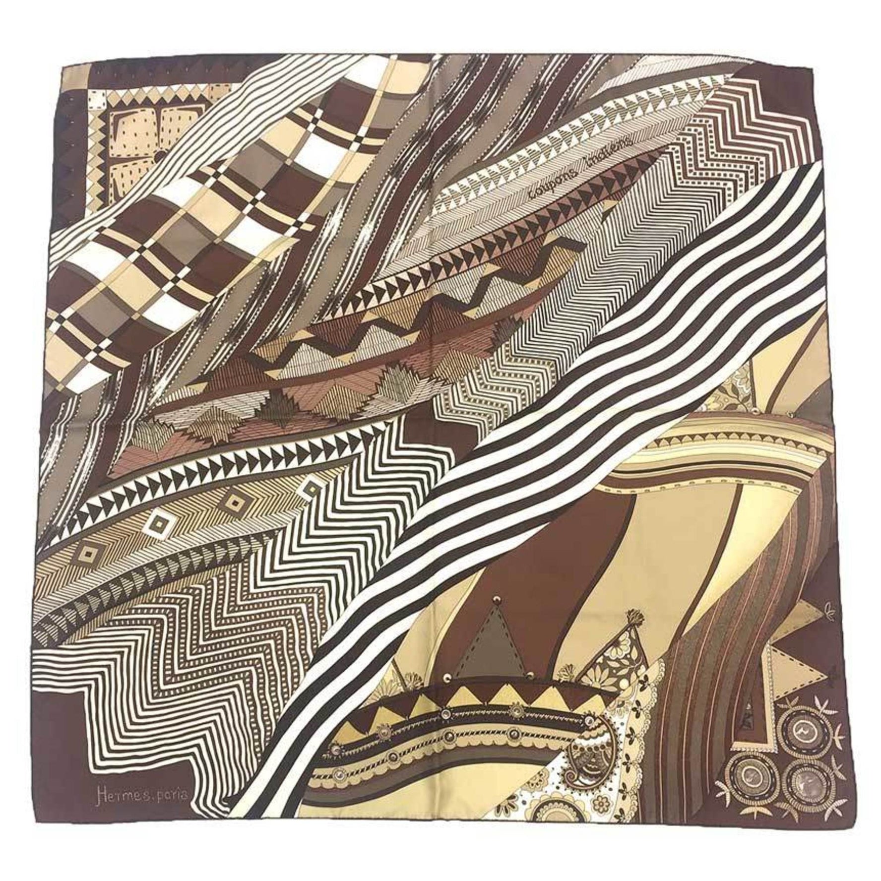 HERMES Carré 90 Scarf, Coupons Indiens, 2008, 100% Silk