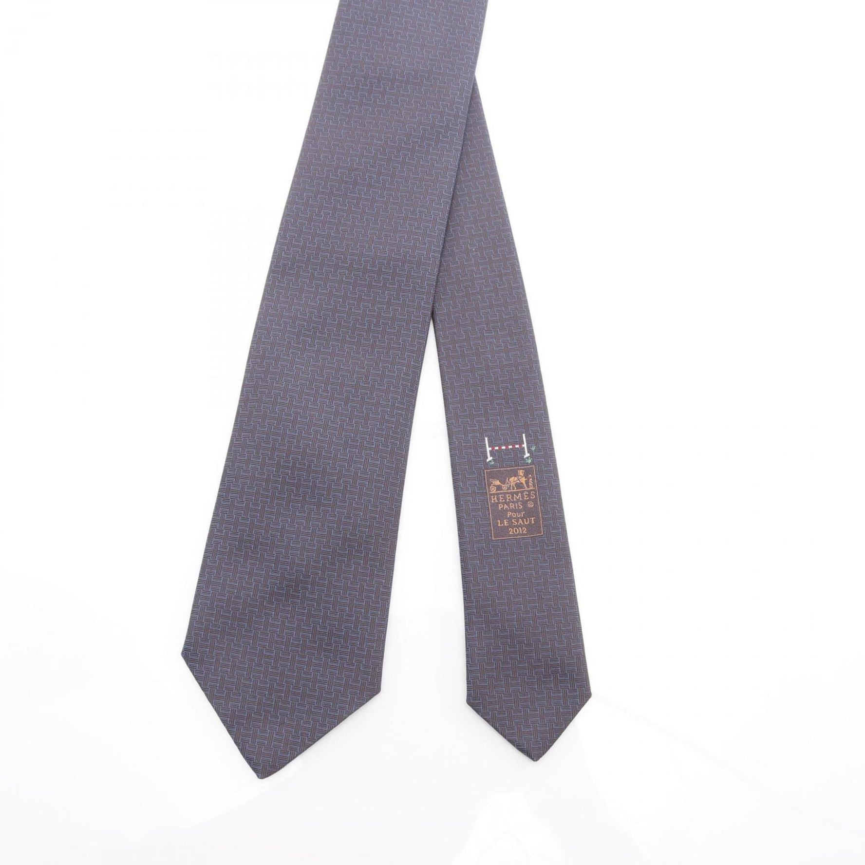 Hermès HERMES Pour LE Silk Tie Navy/Brown