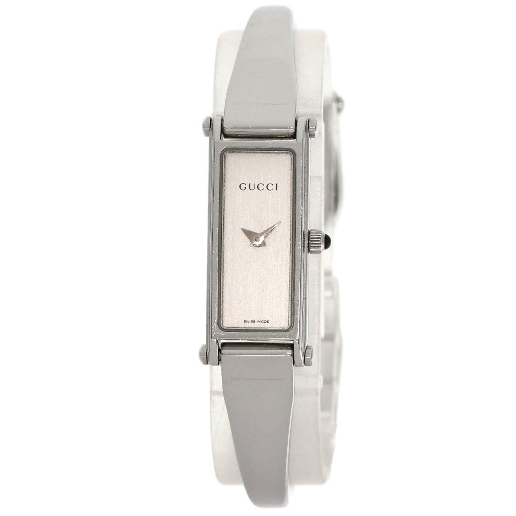 Gucci Square Face Bangle Watch Stainless Steel SS Ladies