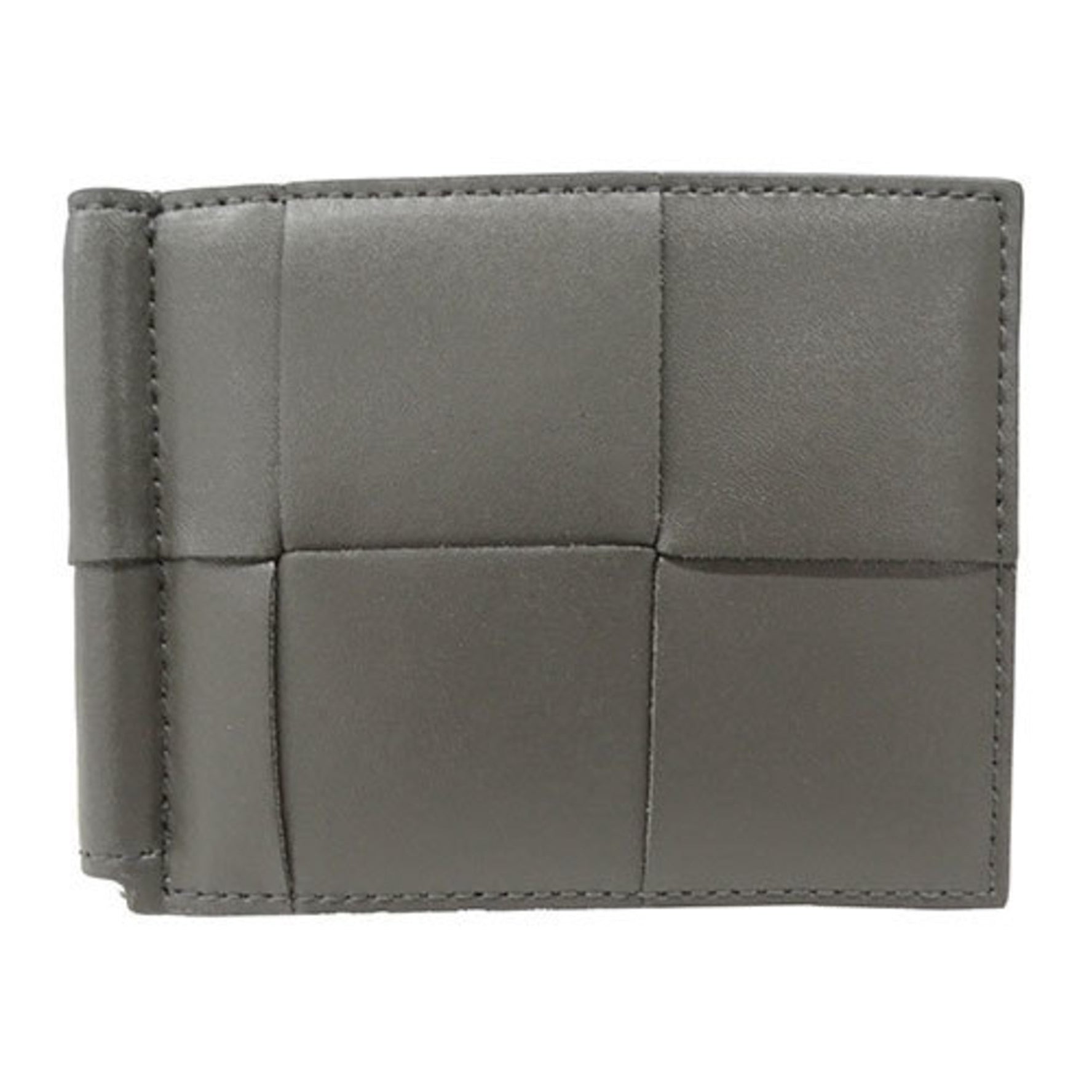 BOTTEGA VENETA Wallet, Leather Cassette, Bi-fold Wallet with Money Clip, Gray, Light Blue, Bill
