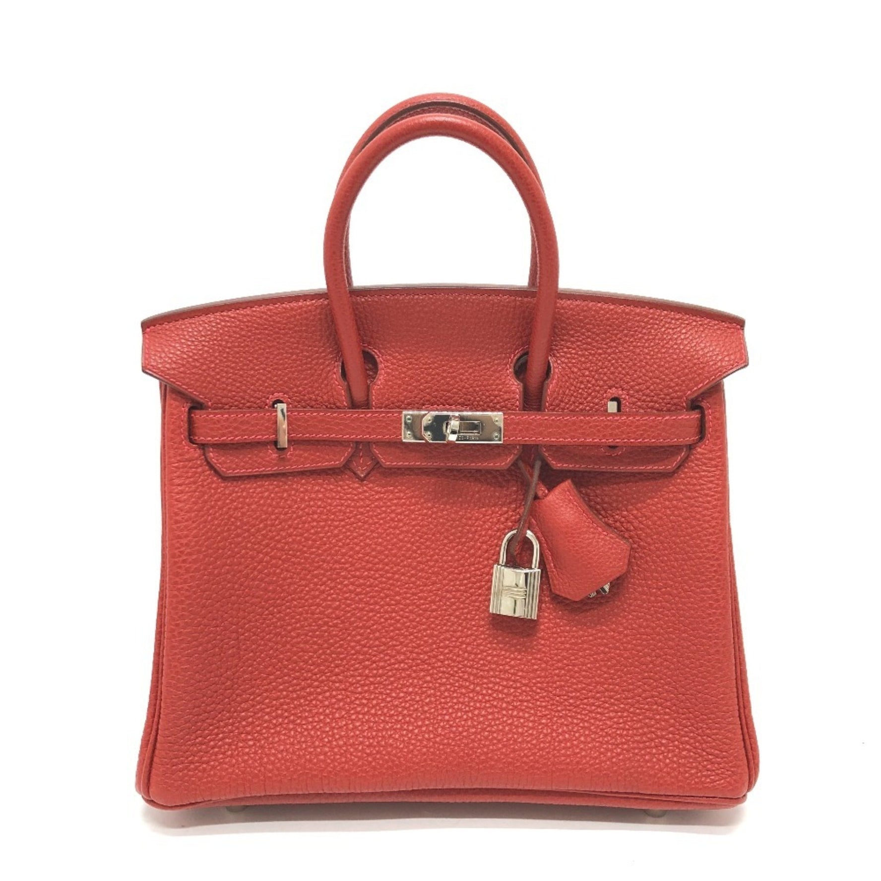 HERMES Birkin 25 Tote Bag/Handbag in Togo, Vermilion/Red