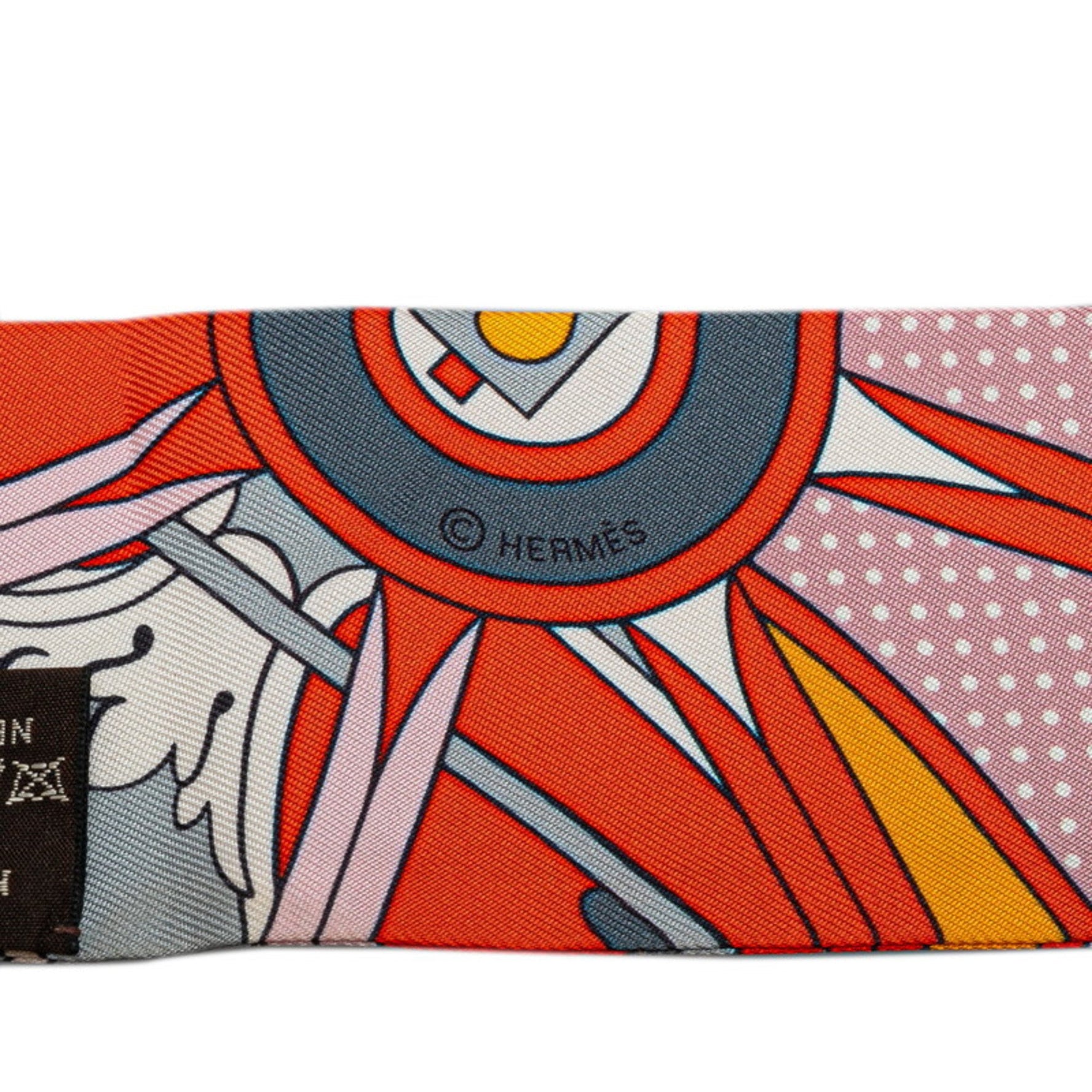Hermes Hermès Twilly Washington's Carriage Scarf, Orange Multicolor Silk