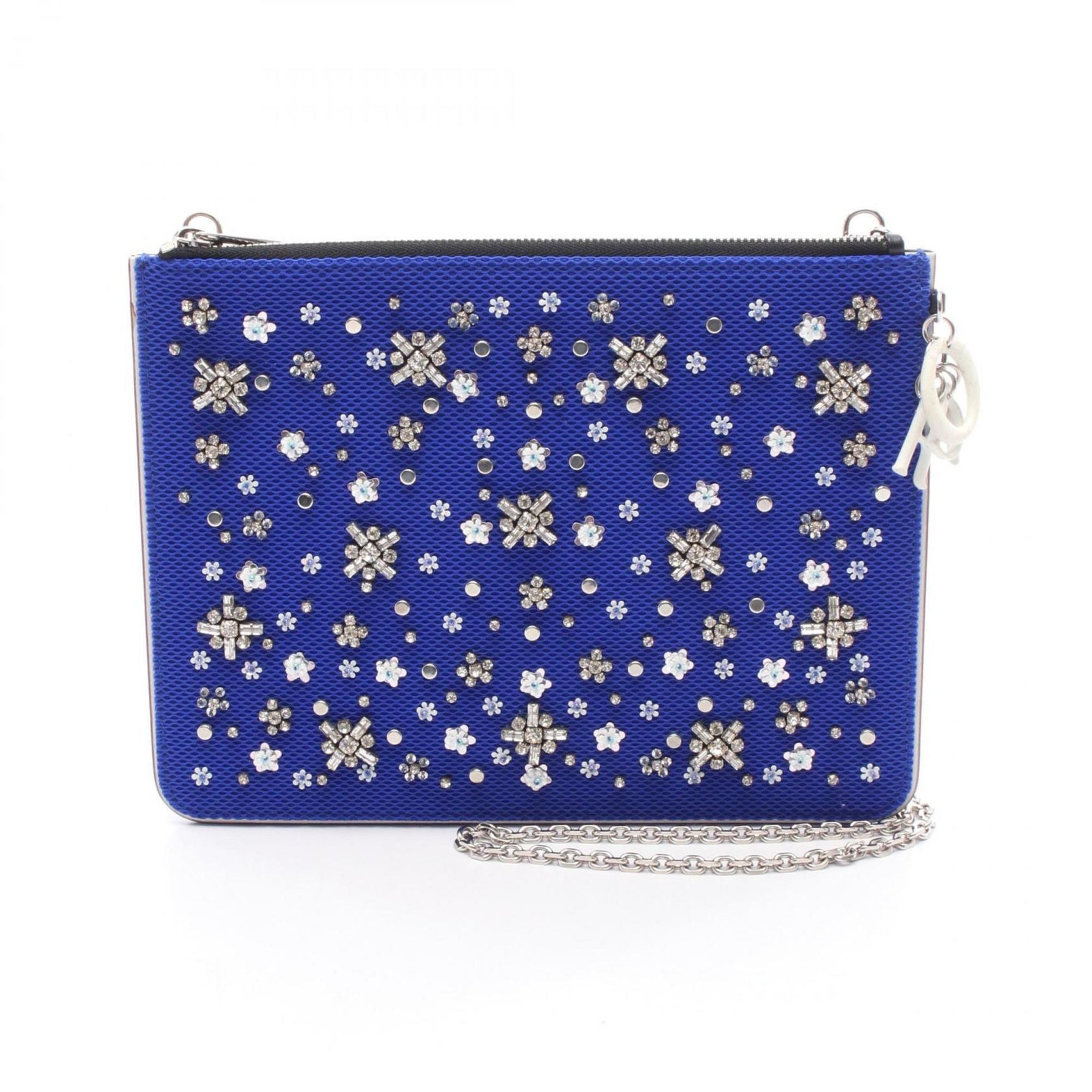 Christian Dior shoulder bag, leather and fabric, blue black