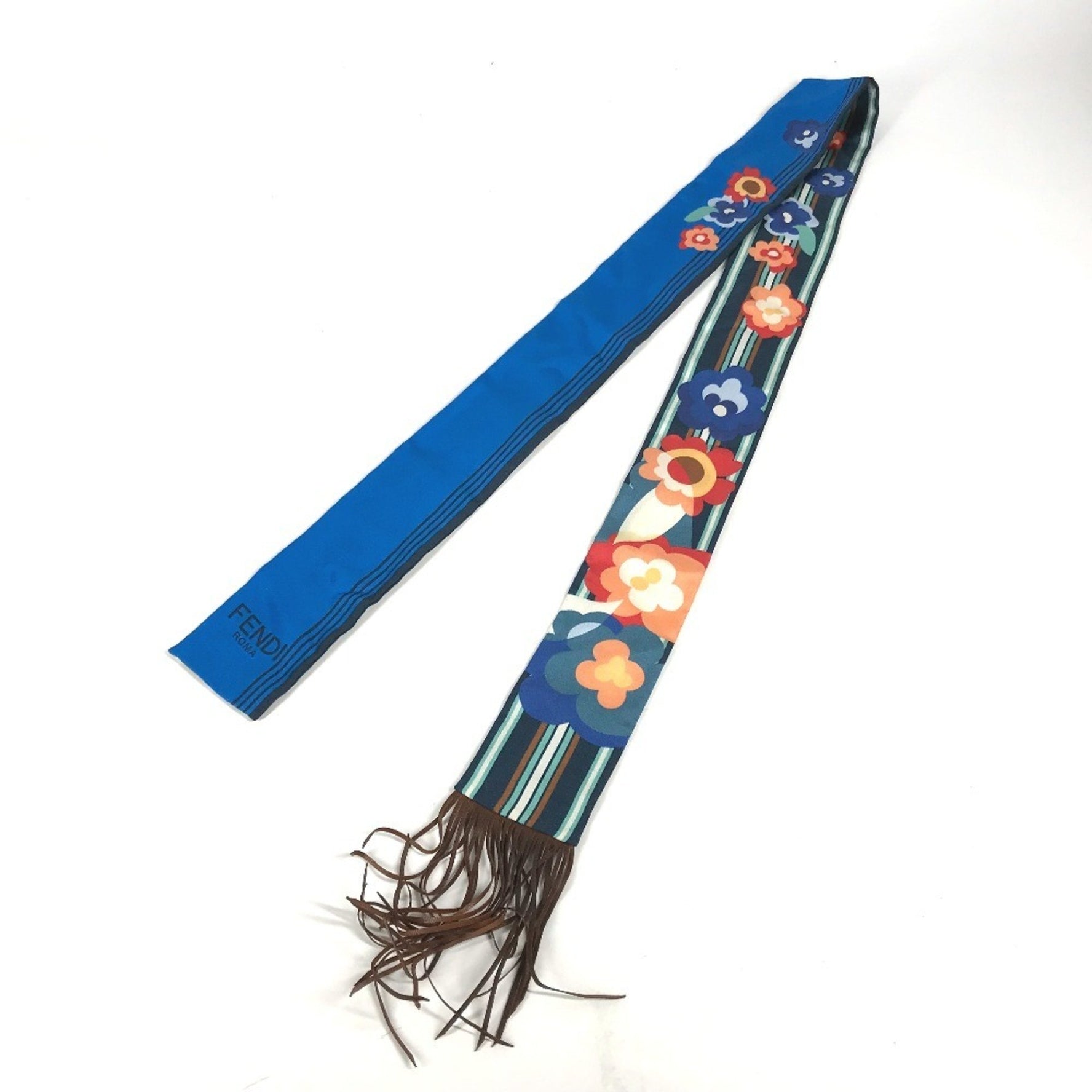 FENDI Lappy Bandeau Scarf, Silk, Blue