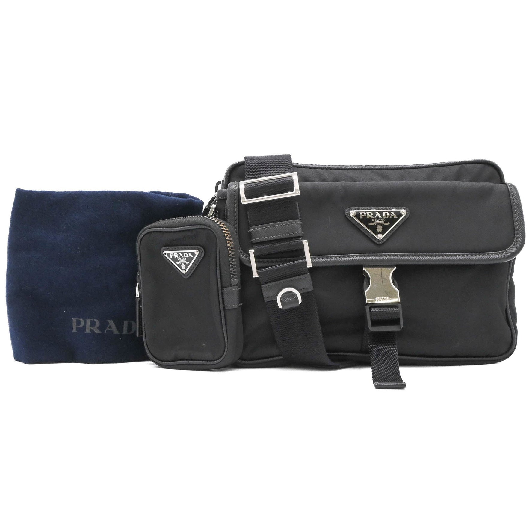 PRADA Men's Re-Nylon Saffiano Leather Mini Triangle Shoulder Bag