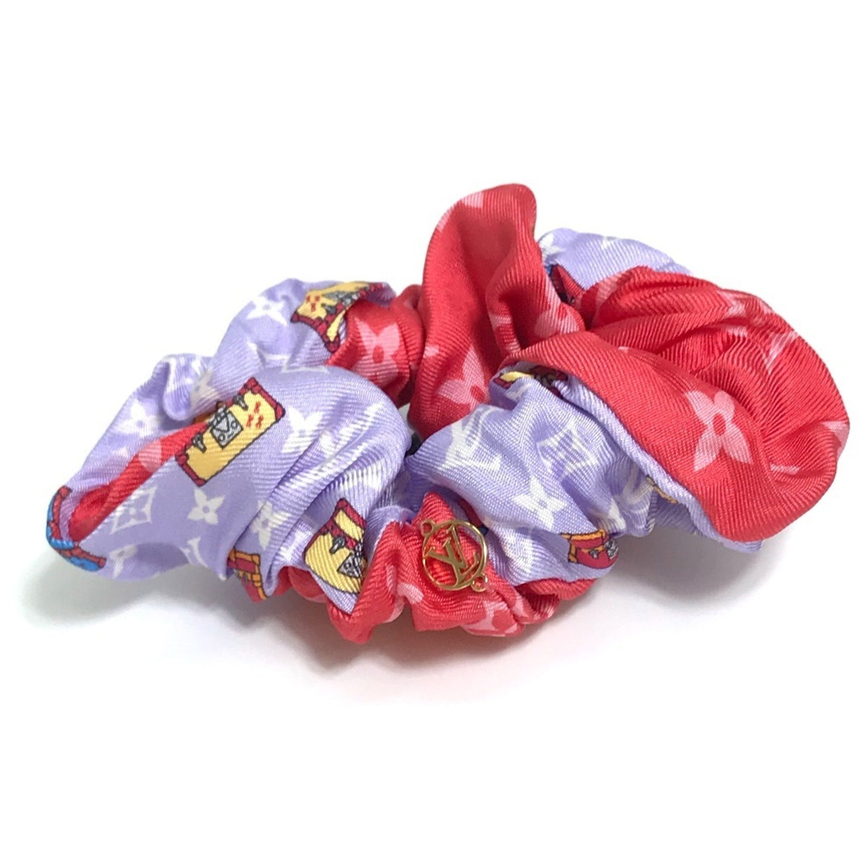 Louis Vuitton Scrunchie Set, Mar Hair Scrunchie, Silk, Red x Purple