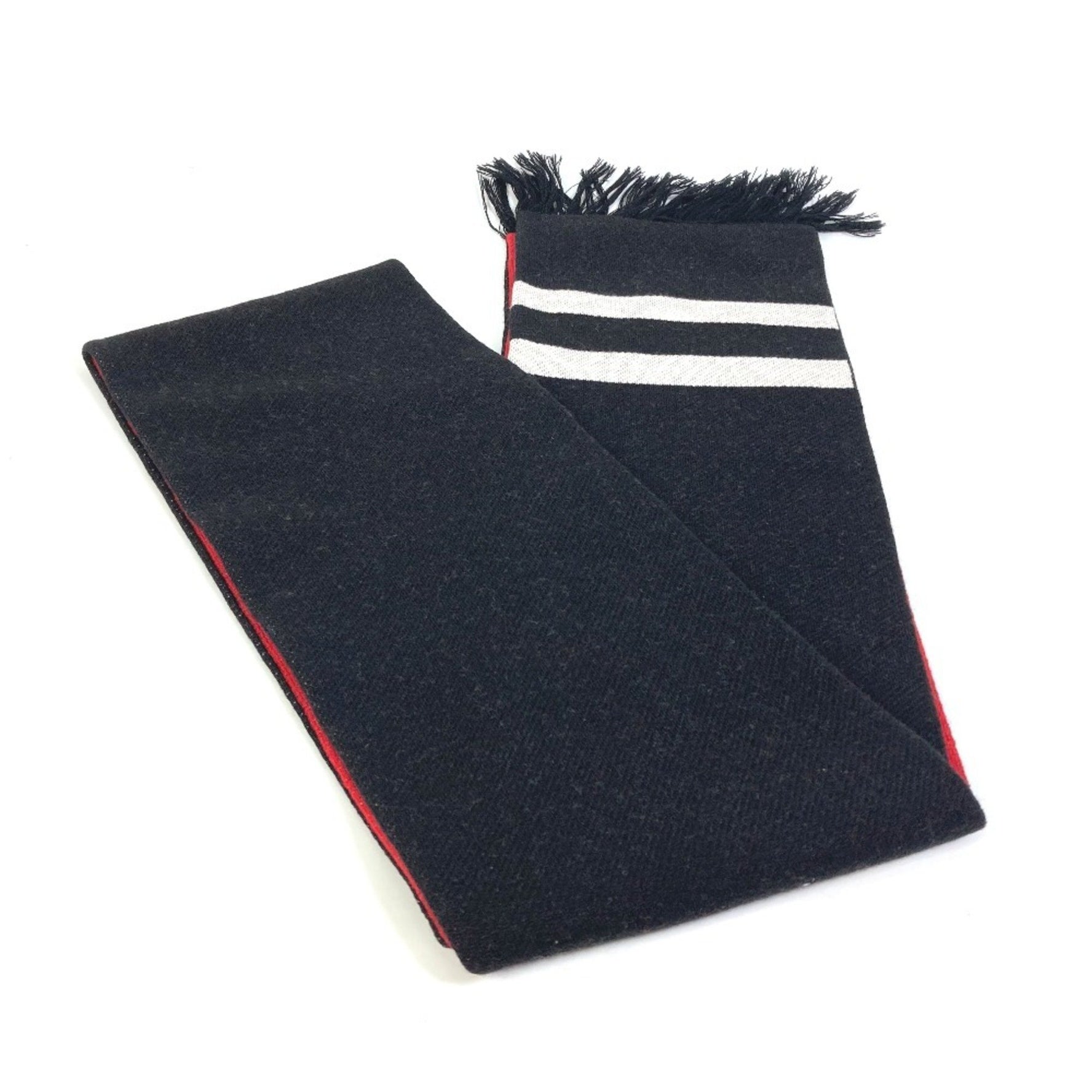 GUCCI BE LOVED logo scarf with fringe, wool, men's, black
