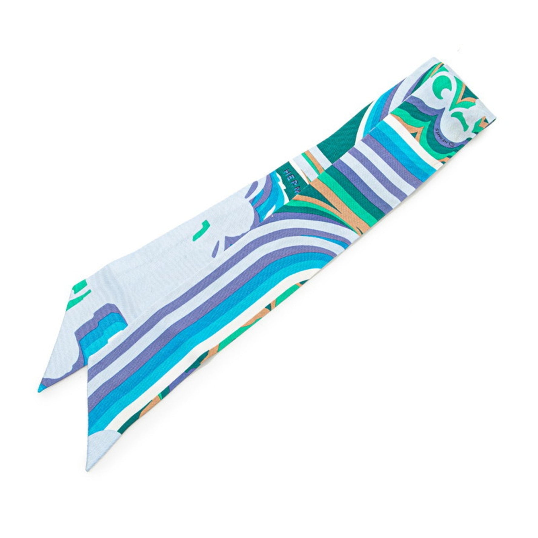 Hermes Hermès Twilly BRIDES de GALA Scarf, Light Blue Multicolor Silk