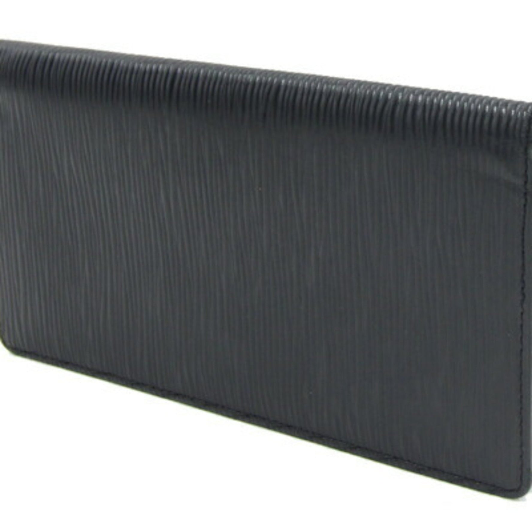 Louis Vuitton Bi-fold Long Wallet Epi Porte Carte Credit Yen Noir Black Gusseted Billfold