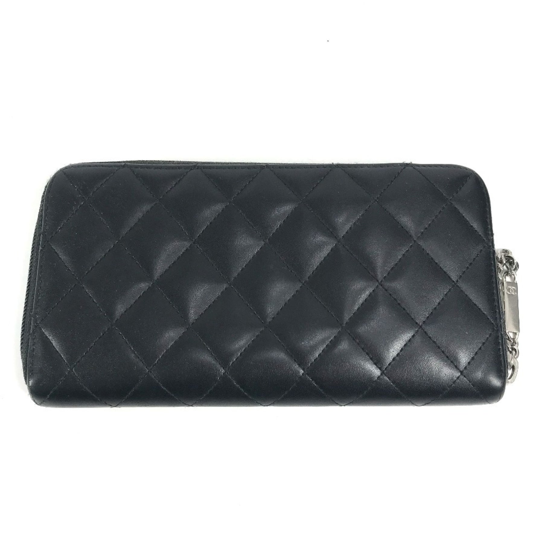 CHANEL Cambon Line CC Coco Mark Long Wallet Round Zipper Leather