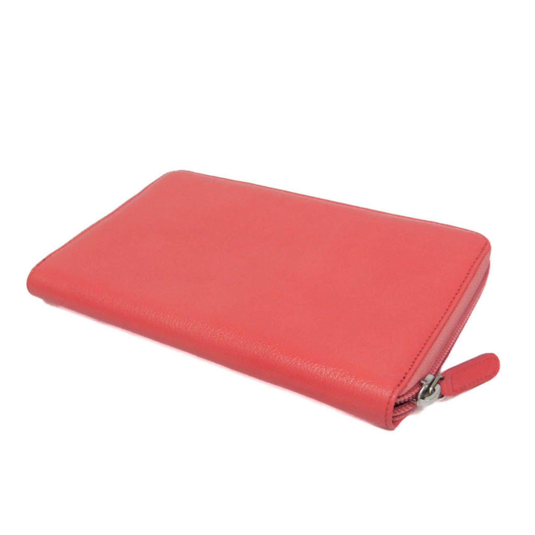 Chanel Camellia Leather Long Wallet (bi-fold) Coral Pink
