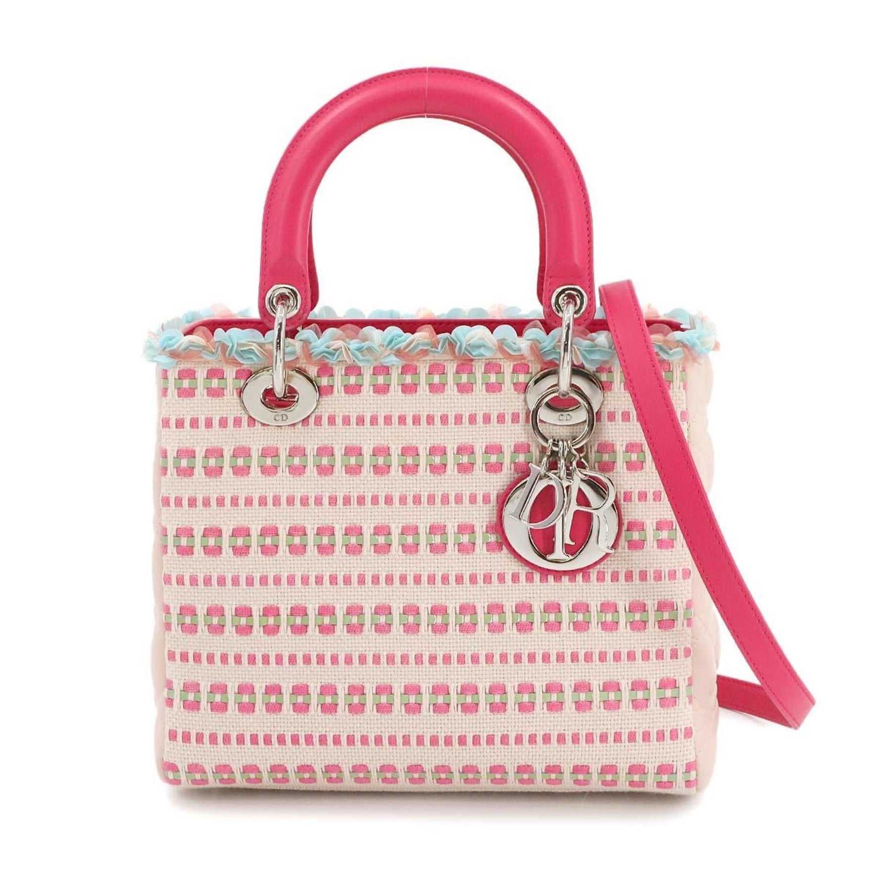 Christian Dior Cannage Lady Medium Hand/Shoulder Bag in Tweed Canvas and Leather