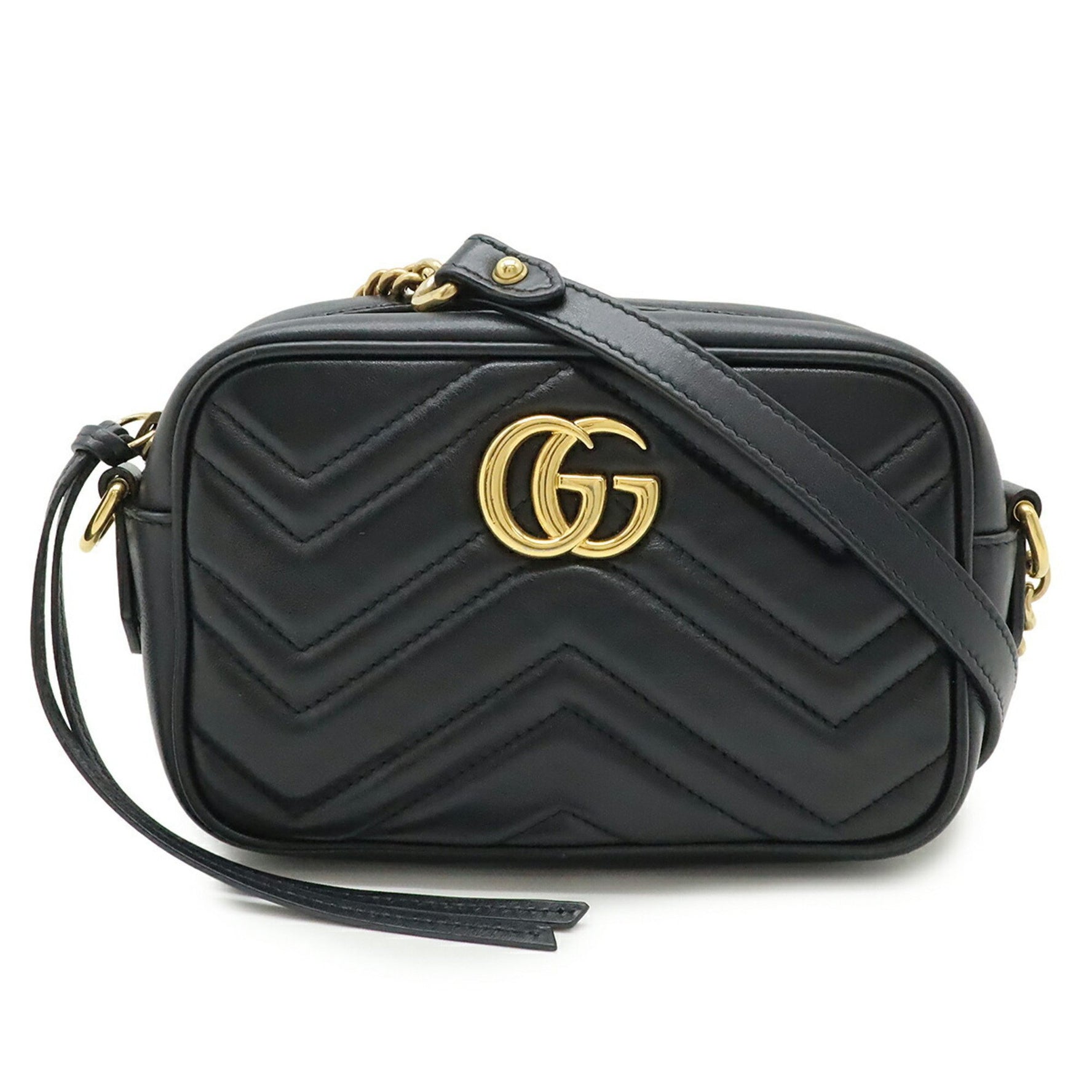 GUCCI GG Marmont Quilted Shoulder Bag/Pochette/Chain Bag in Leather