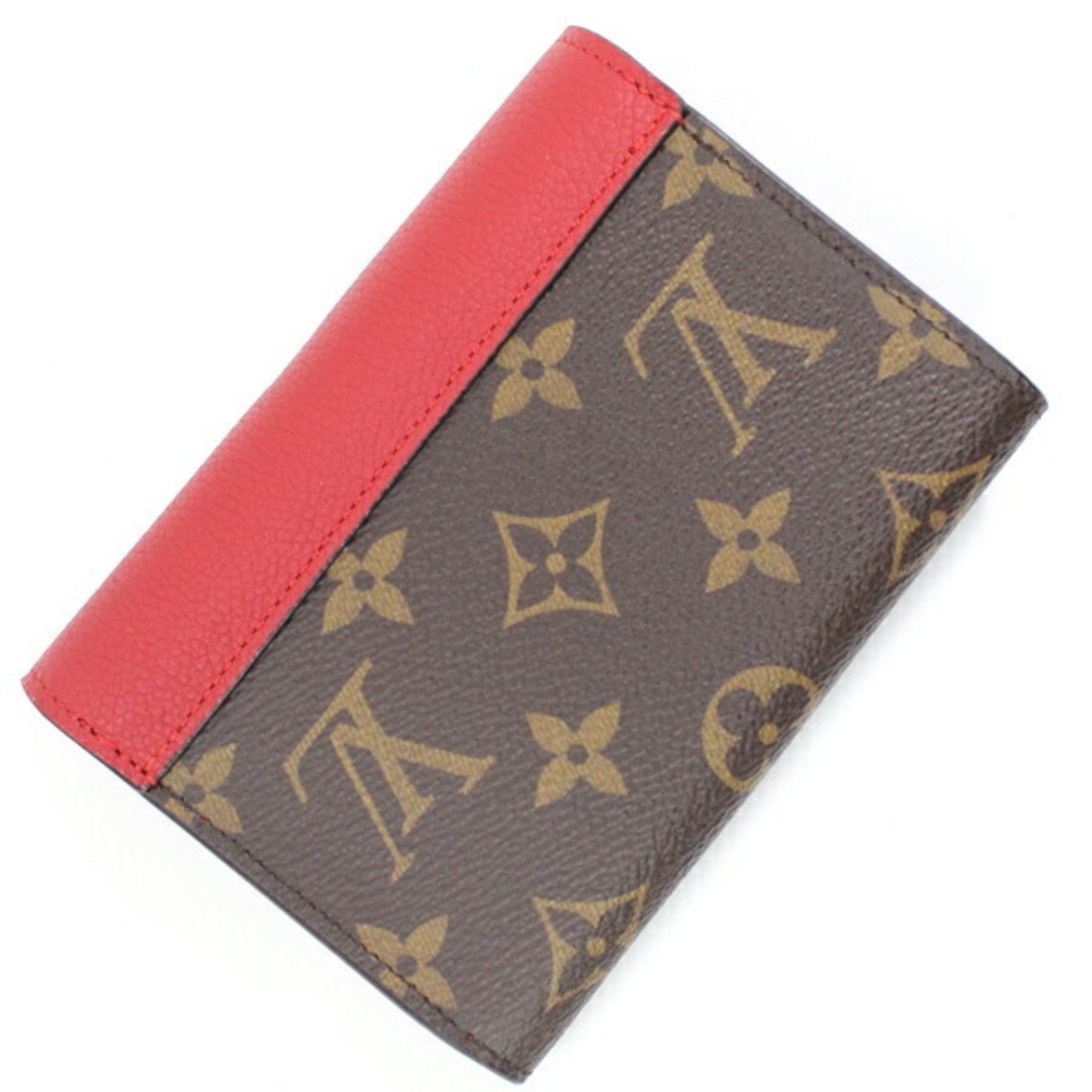Louis Vuitton Trifold Wallet, Portefeuille Pallas Compact, Monogram, Brown and Red, LOUIS VUITTON Wallet & Coin Purse