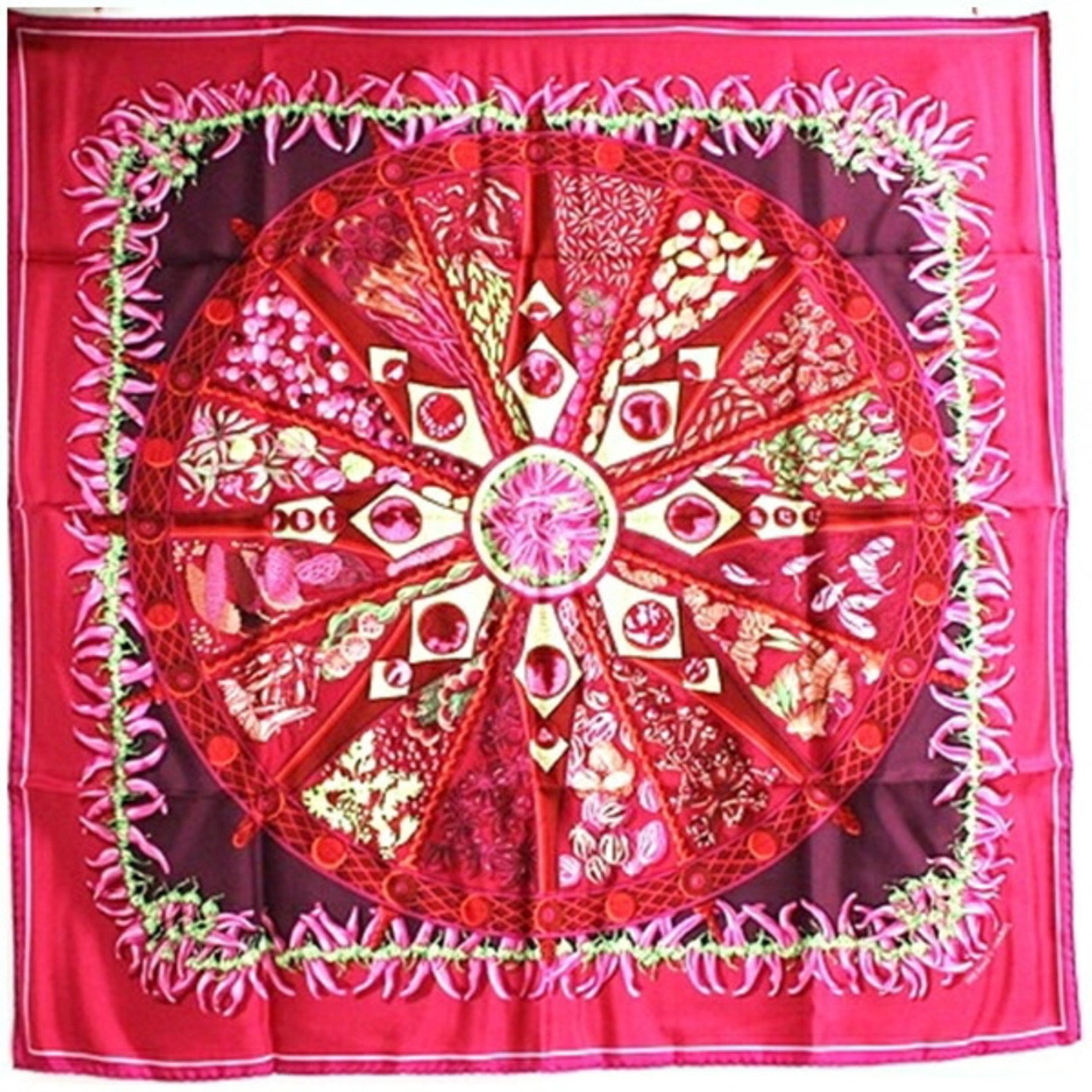 Hermès Carré 90 Silk Scarf Muffler "AUX PAY DES EPICES" in the Land of Spices, HERMES
