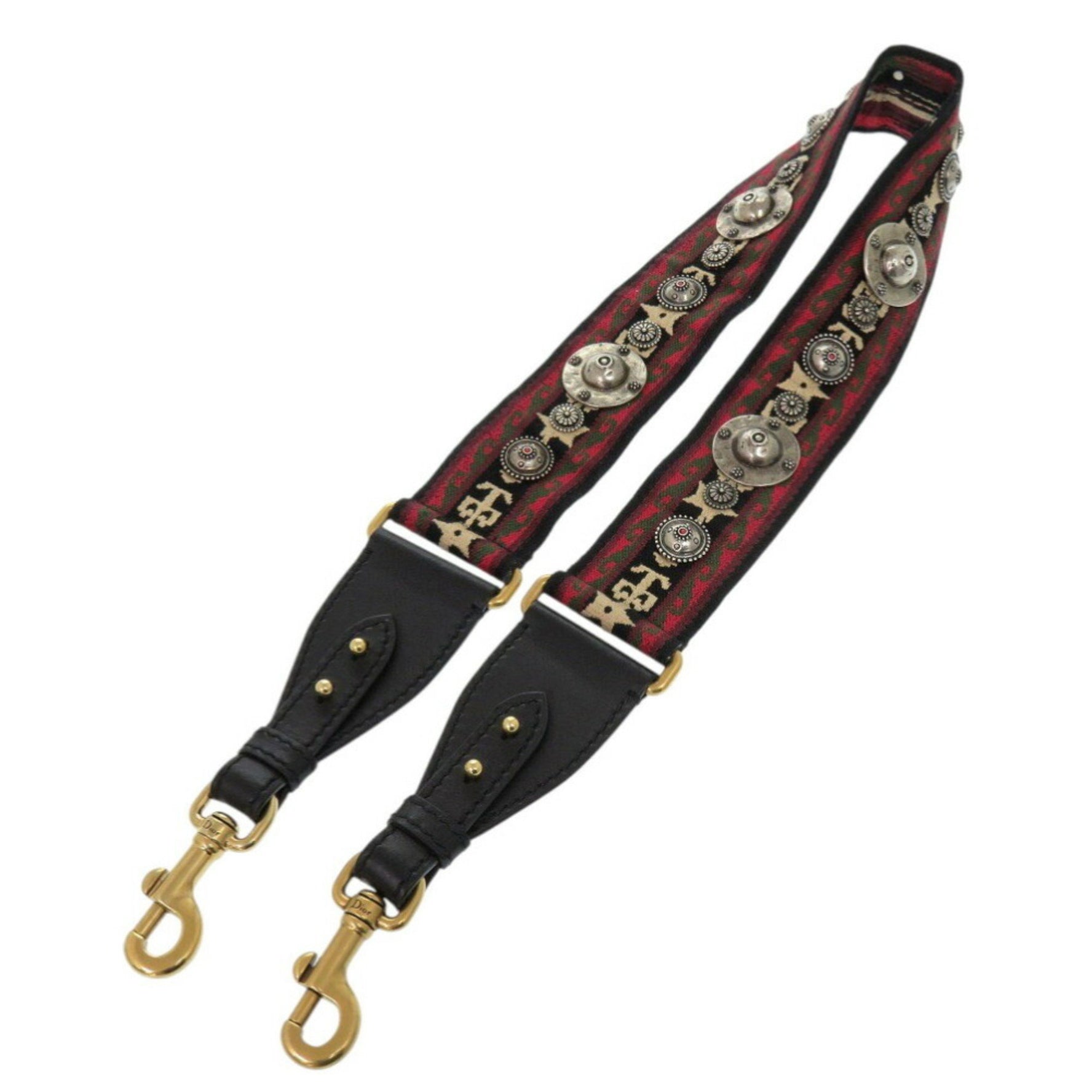 Christian Dior Medallion Canvas Leather Red Black Shoulder Strap