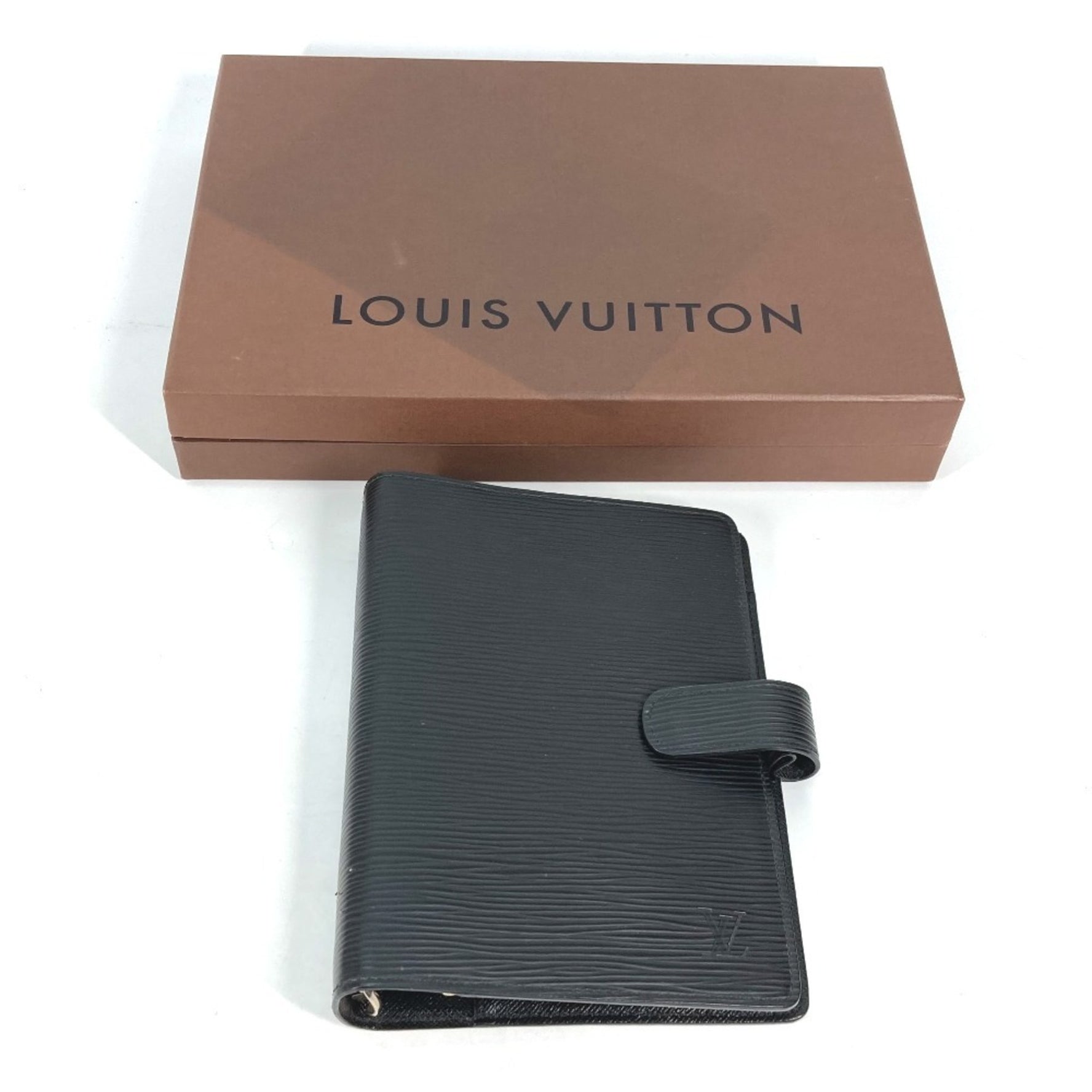 Louis Vuitton Epi Agenda MM Stationery Notebook Cover Leather Noir