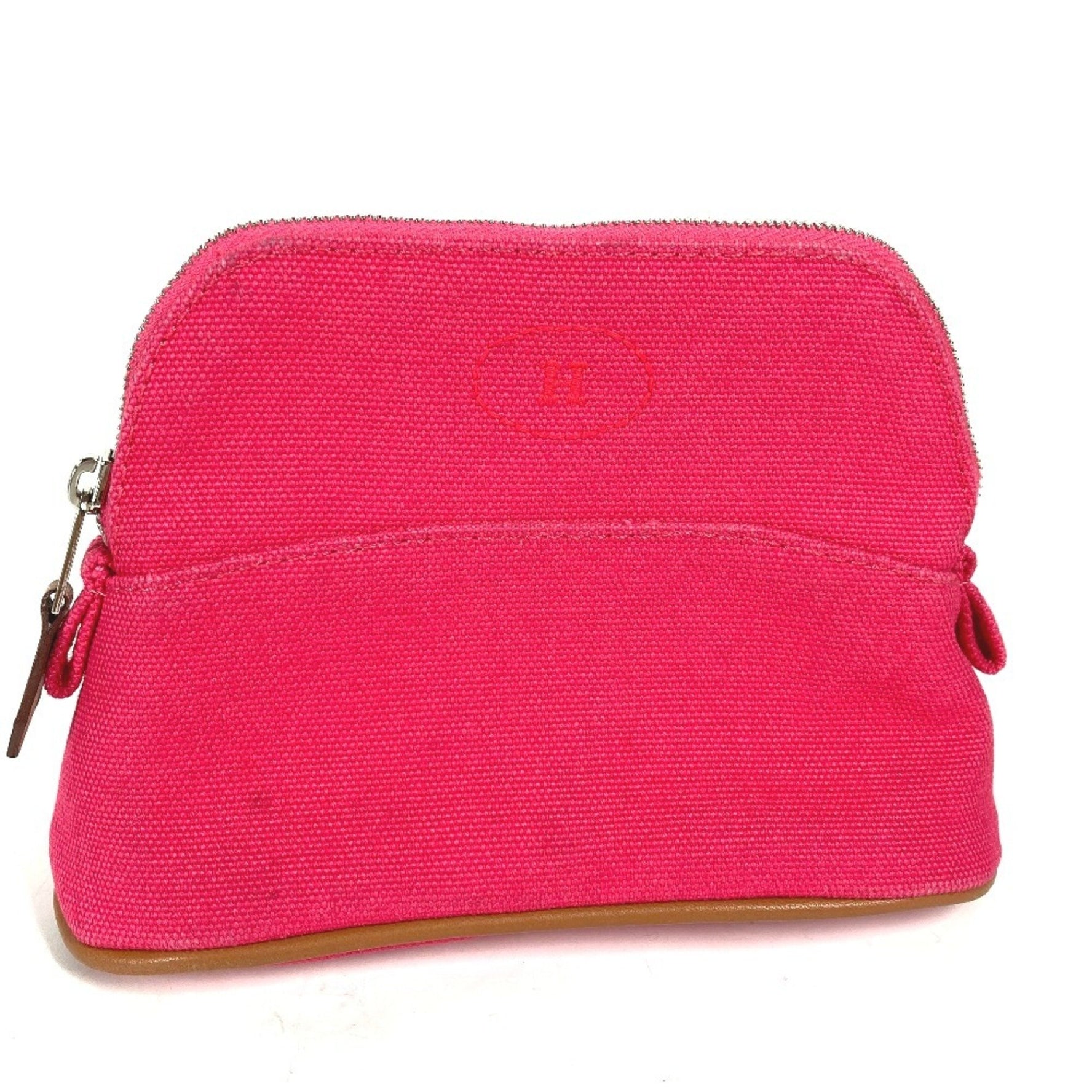 HERMES Bolide Mini Pouch 16, Makeup Pouch, Canvas, Hibiscus