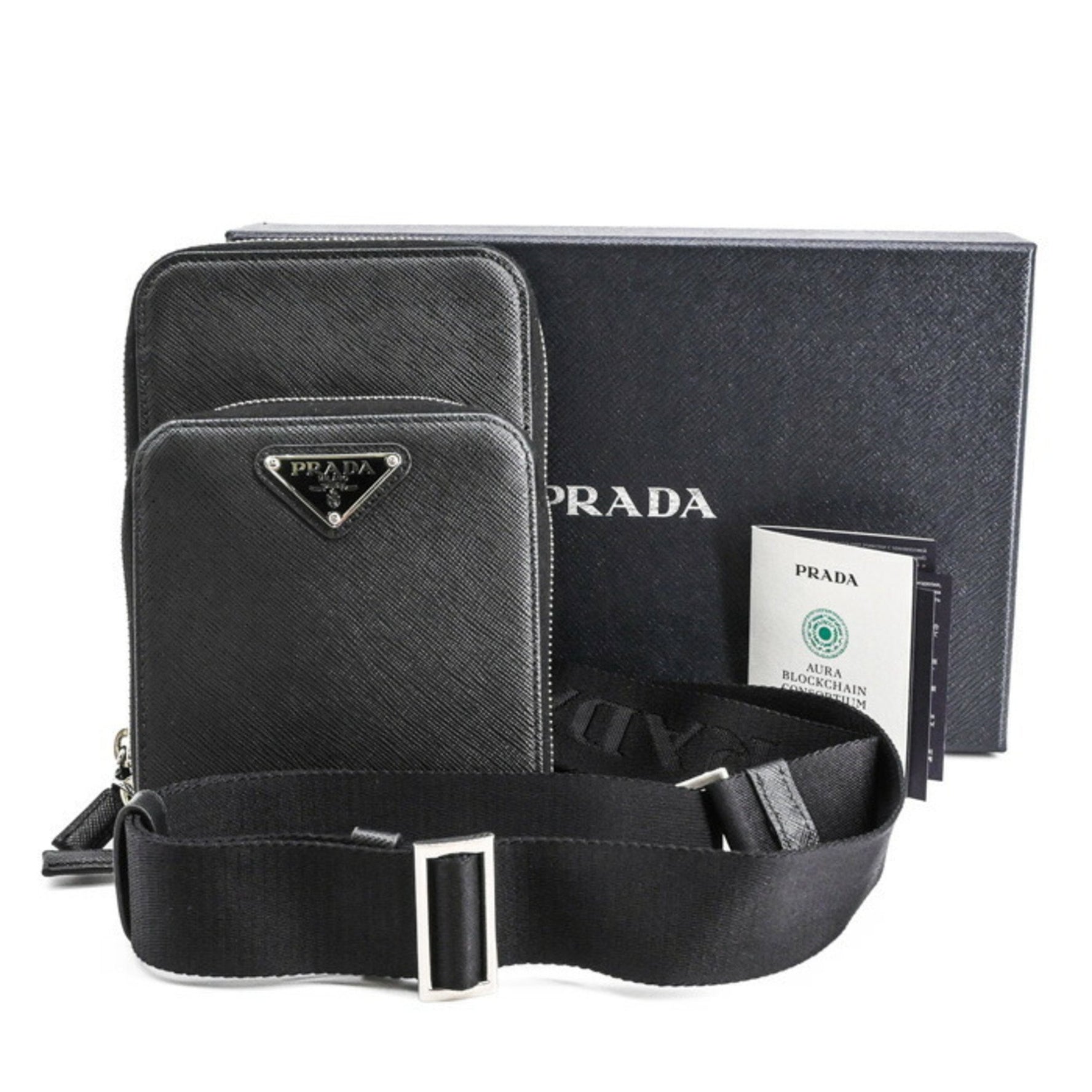 PRADA Saffiano Smartphone Case Pochette Shoulder Bag Body Bag/Belt Bag
