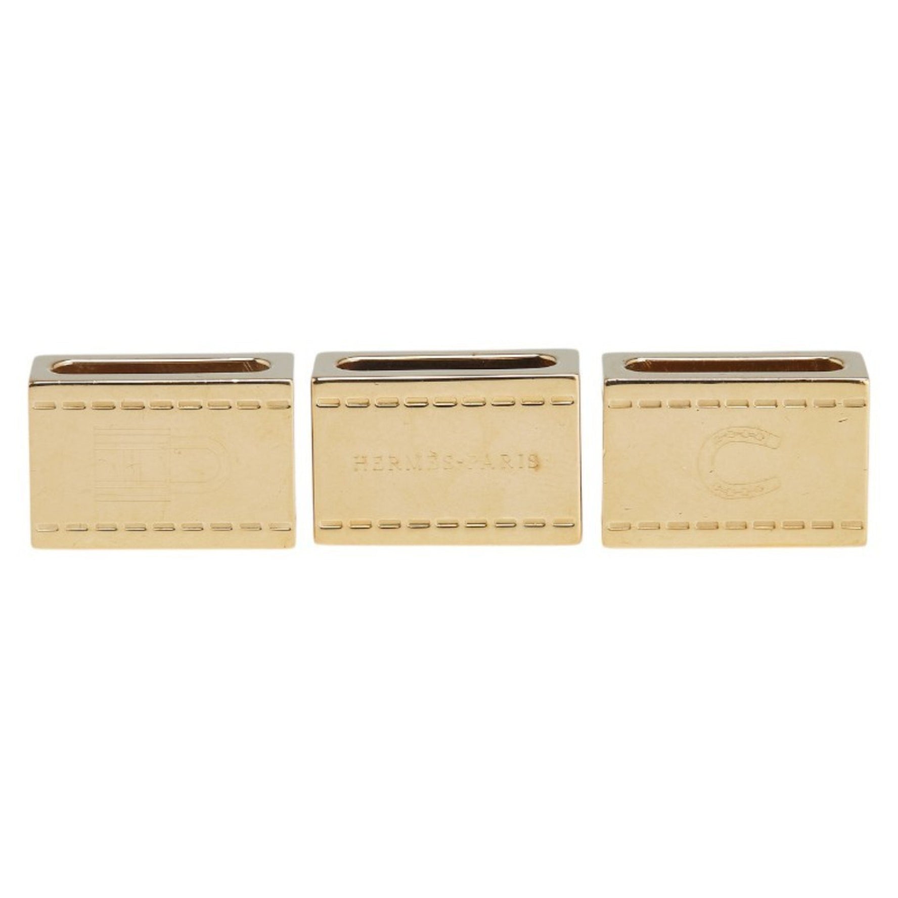 Hermes Hermès Cadena Horseshoe Logo Motif Scarf Ring Set of 3, Plated