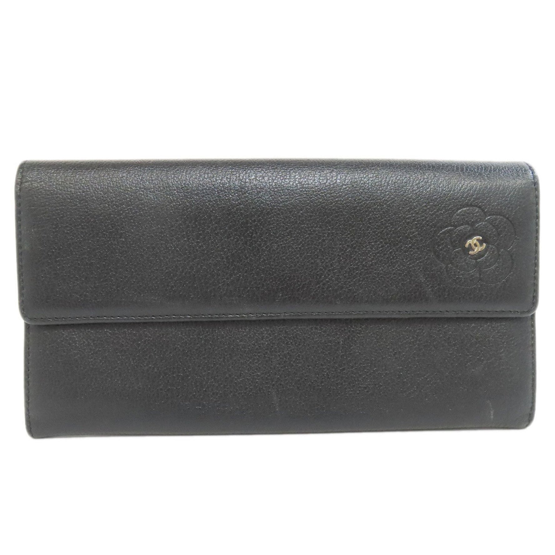 CHANEL Camellia Coco Mark Long Wallet Calfskin