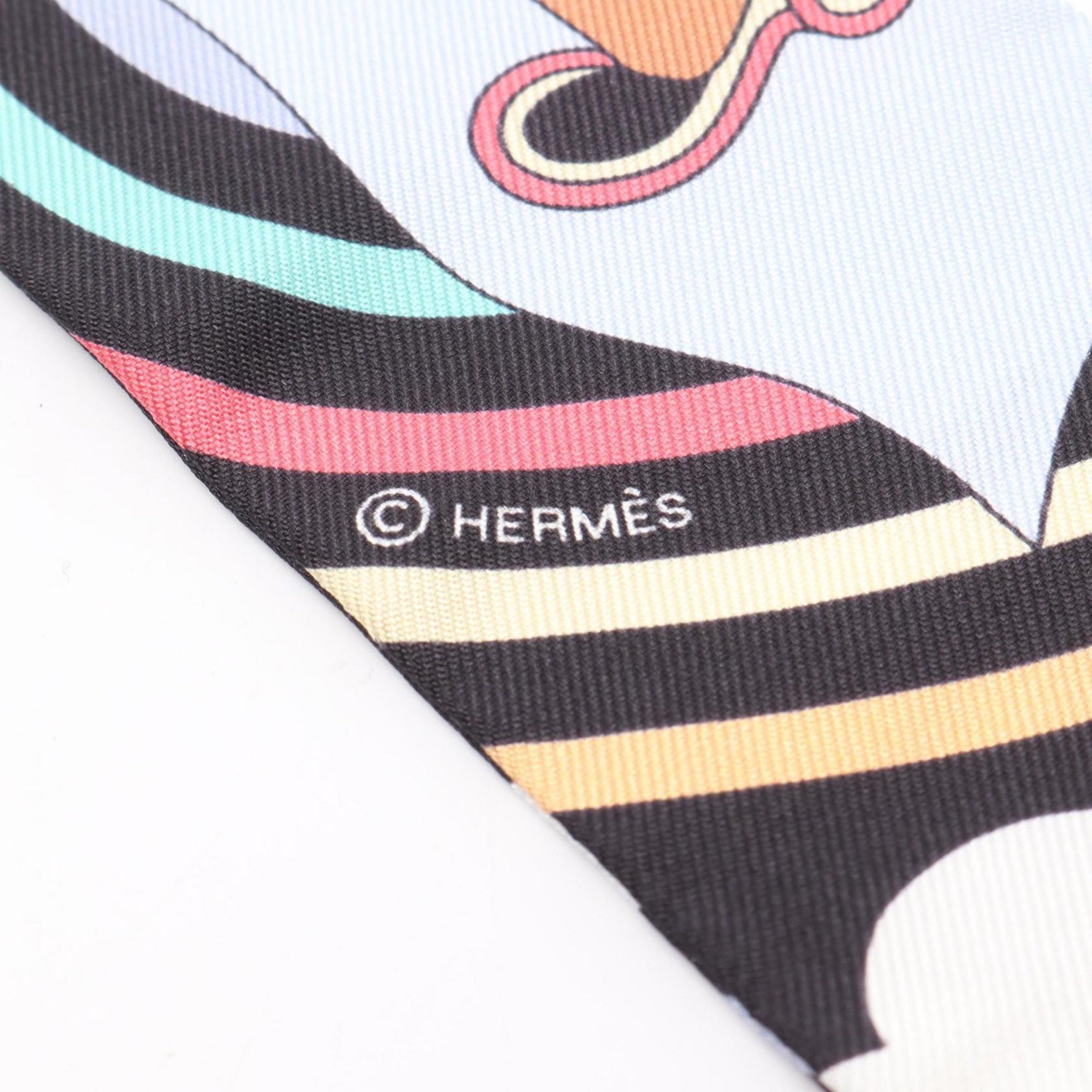 Hermes Hermès Twilly CARRES VOLANTS Silk Scarf in Black, Blue, and Multicolor
