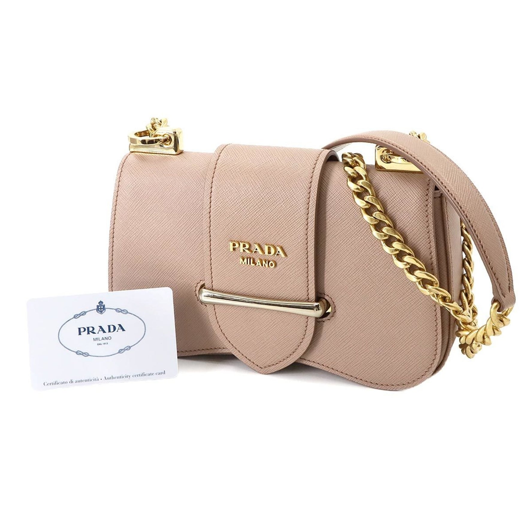 Prada Sydney Chain Shoulder Bag, Saffiano Leather, Gold Hardware