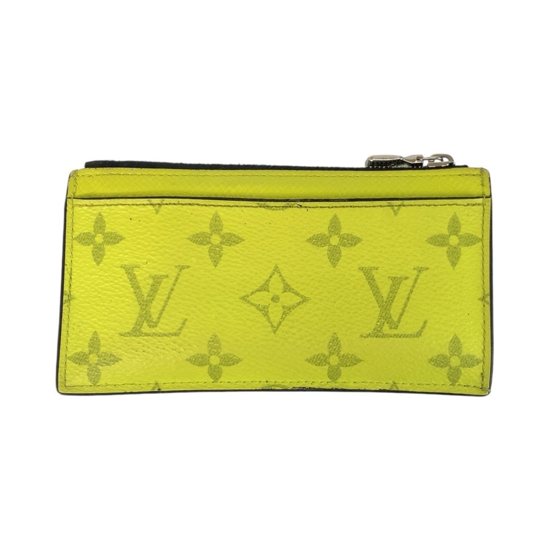 Louis Vuitton Taigarama Coin and Card Holder, Jaune, Yellow, Silver Hardware, Wallet/Coin Case, Case
