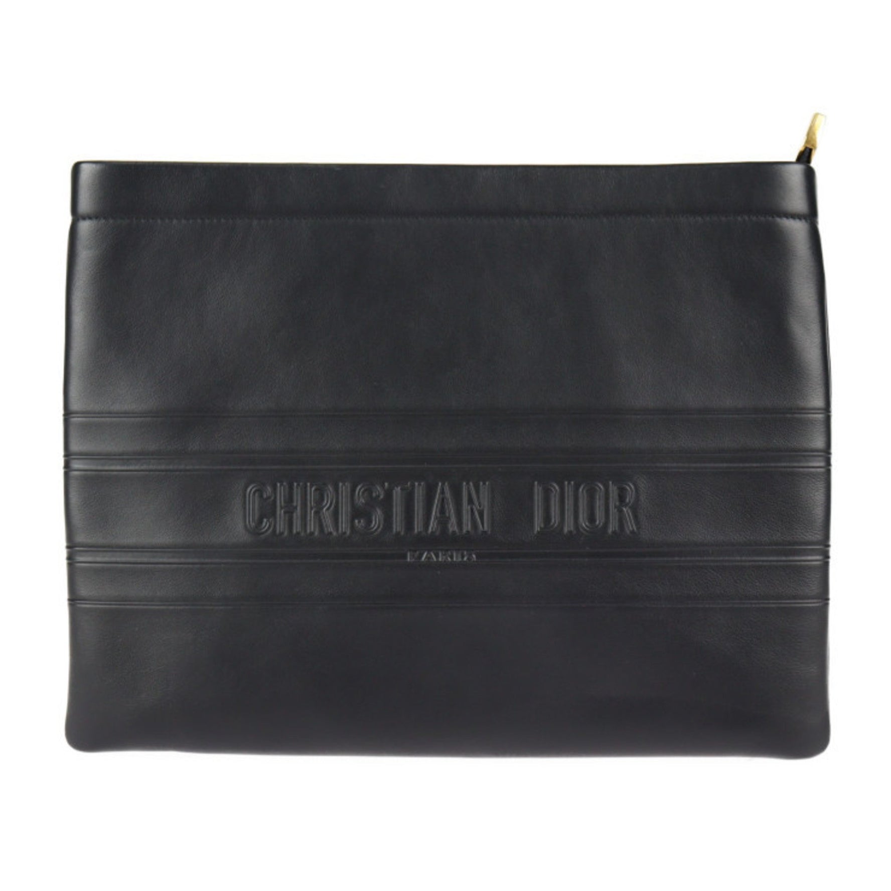 Christian Dior clutch bag leather gold metal fittings