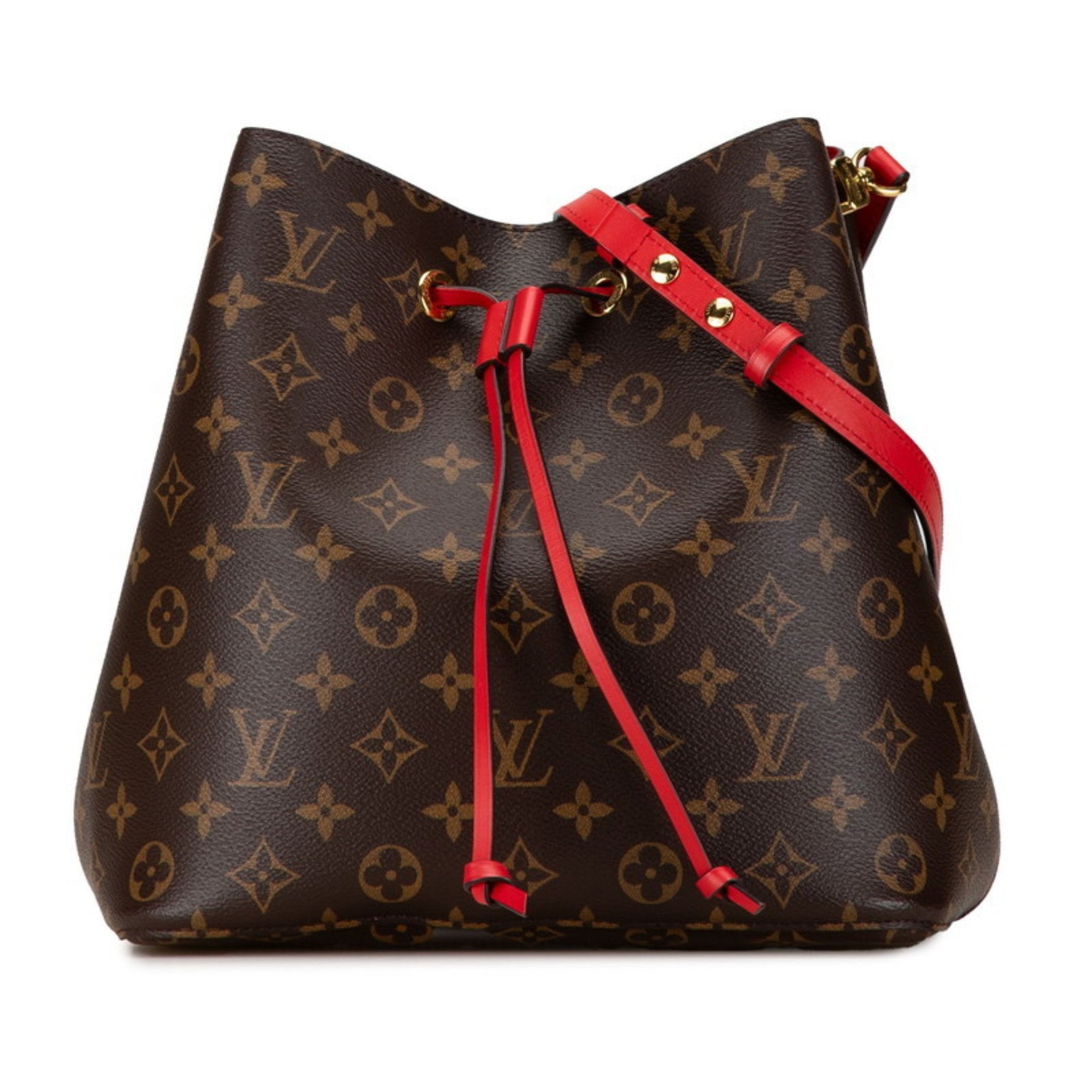 Louis Vuitton Monogram NeoNoe Shoulder Bag Coquelicot Red Brown PVC Leather