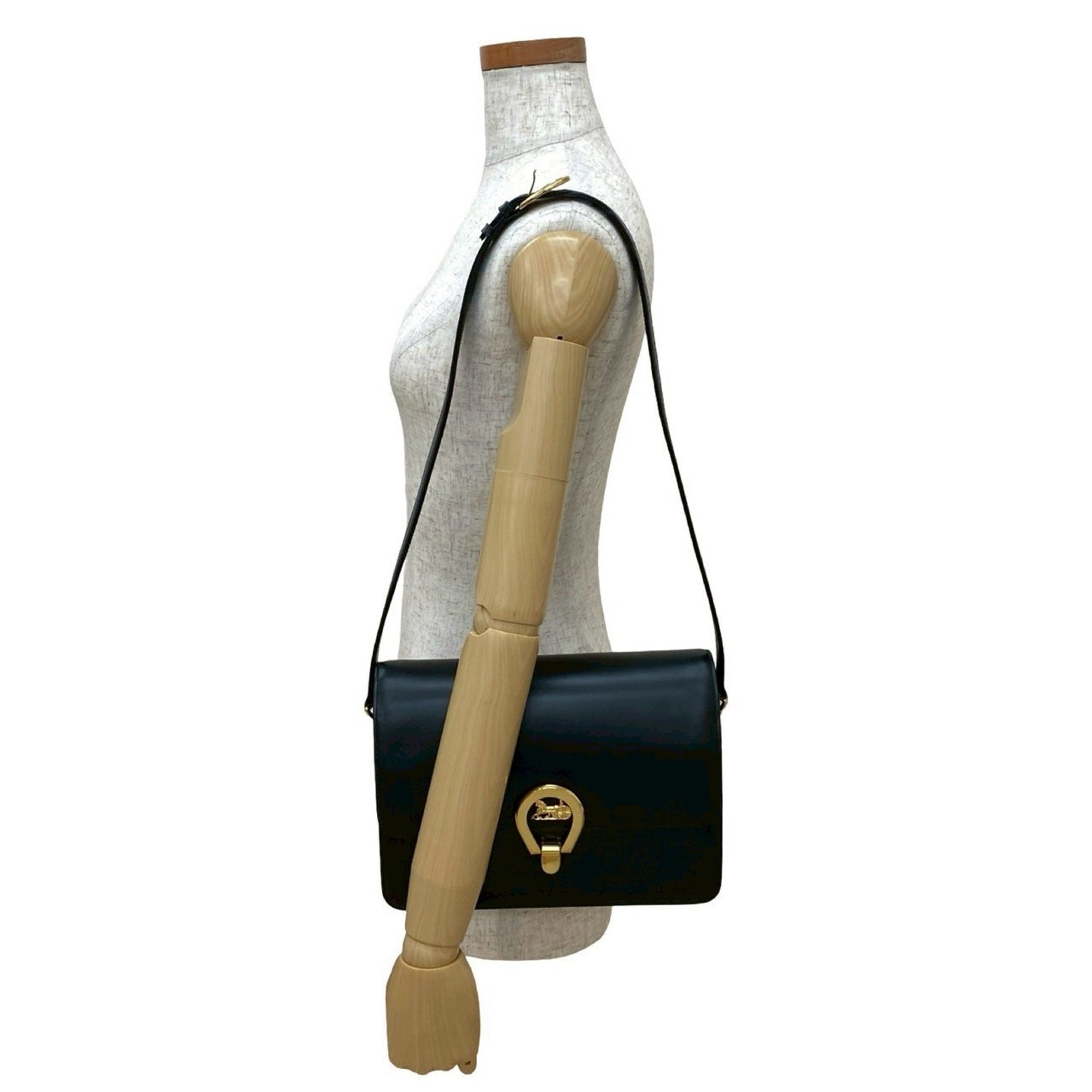 CELINE Horseshoe Leather Semi-Shoulder Bag in